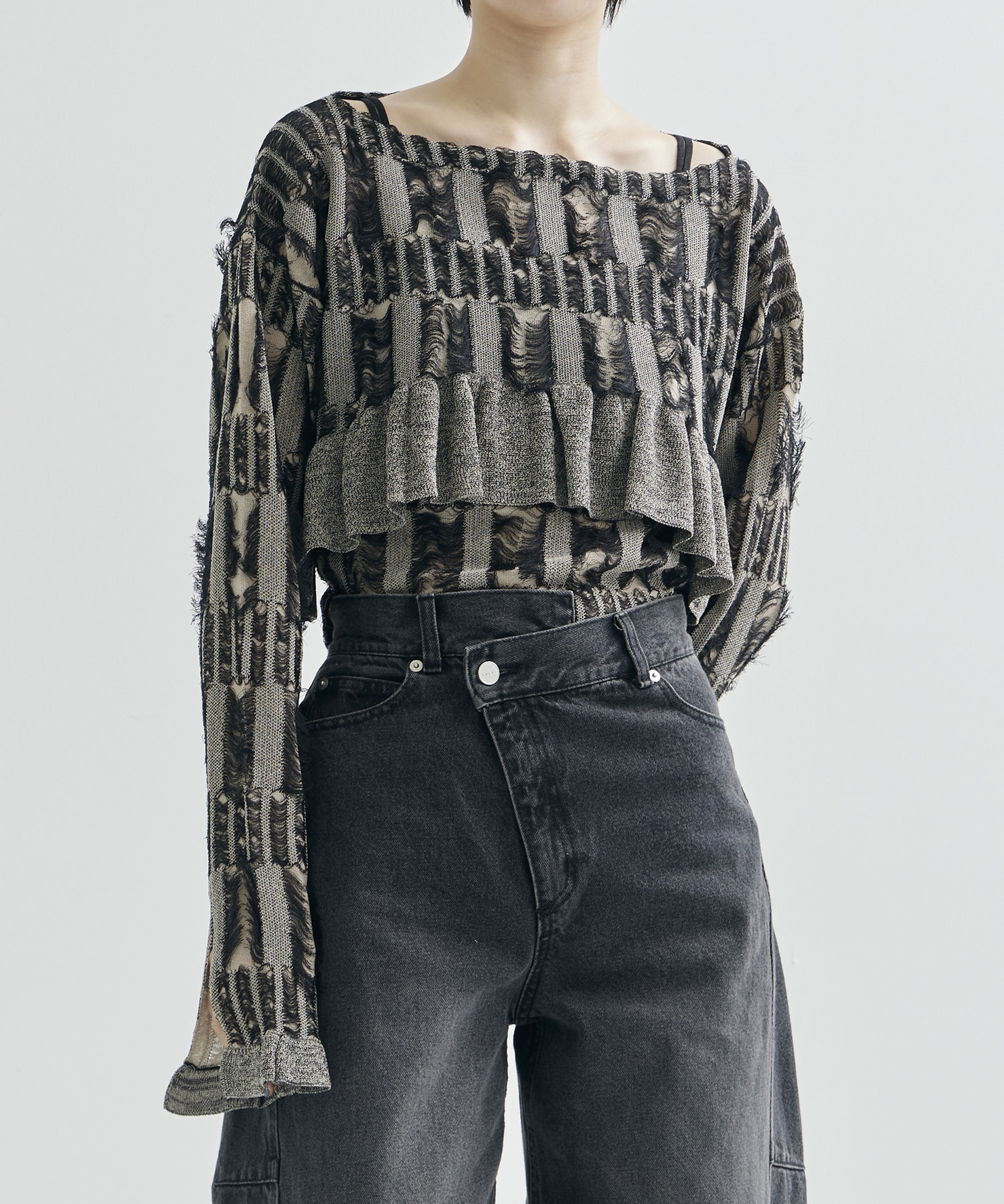 MANY WAY JACQUARD SHORT KNIT TOP