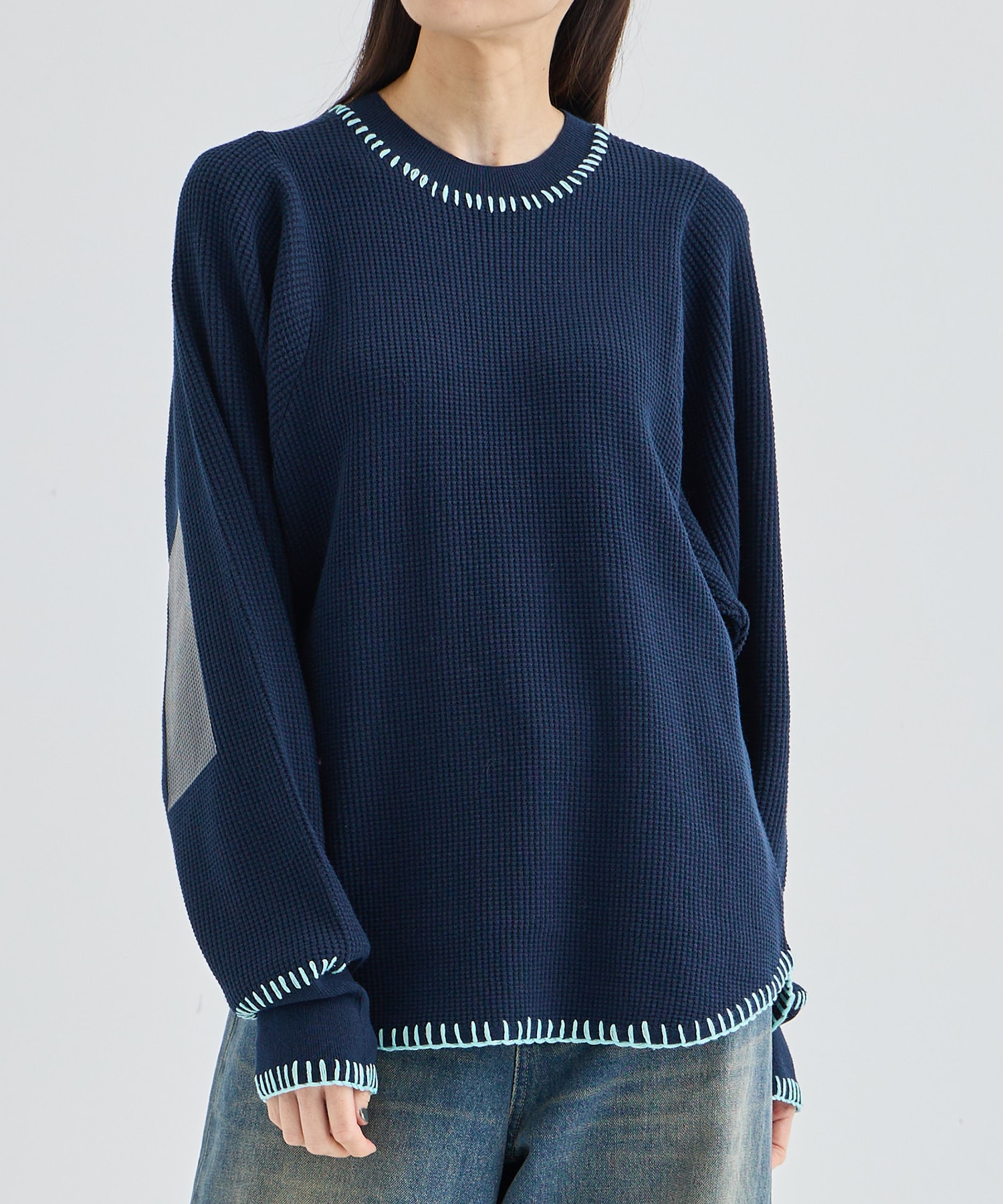 thermal knit pullover