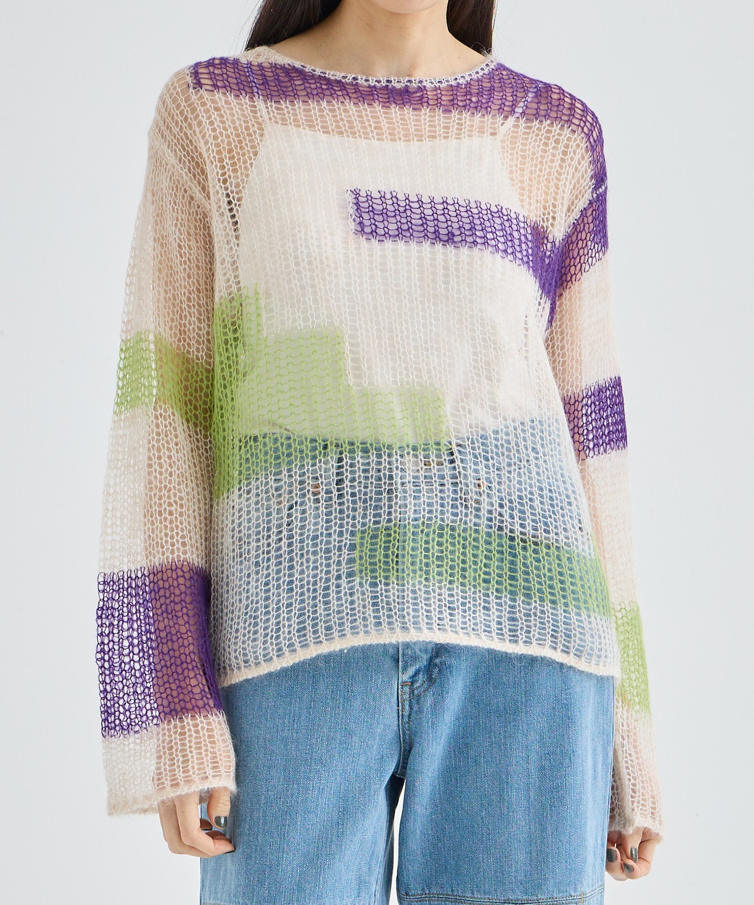 patchwork knit tops