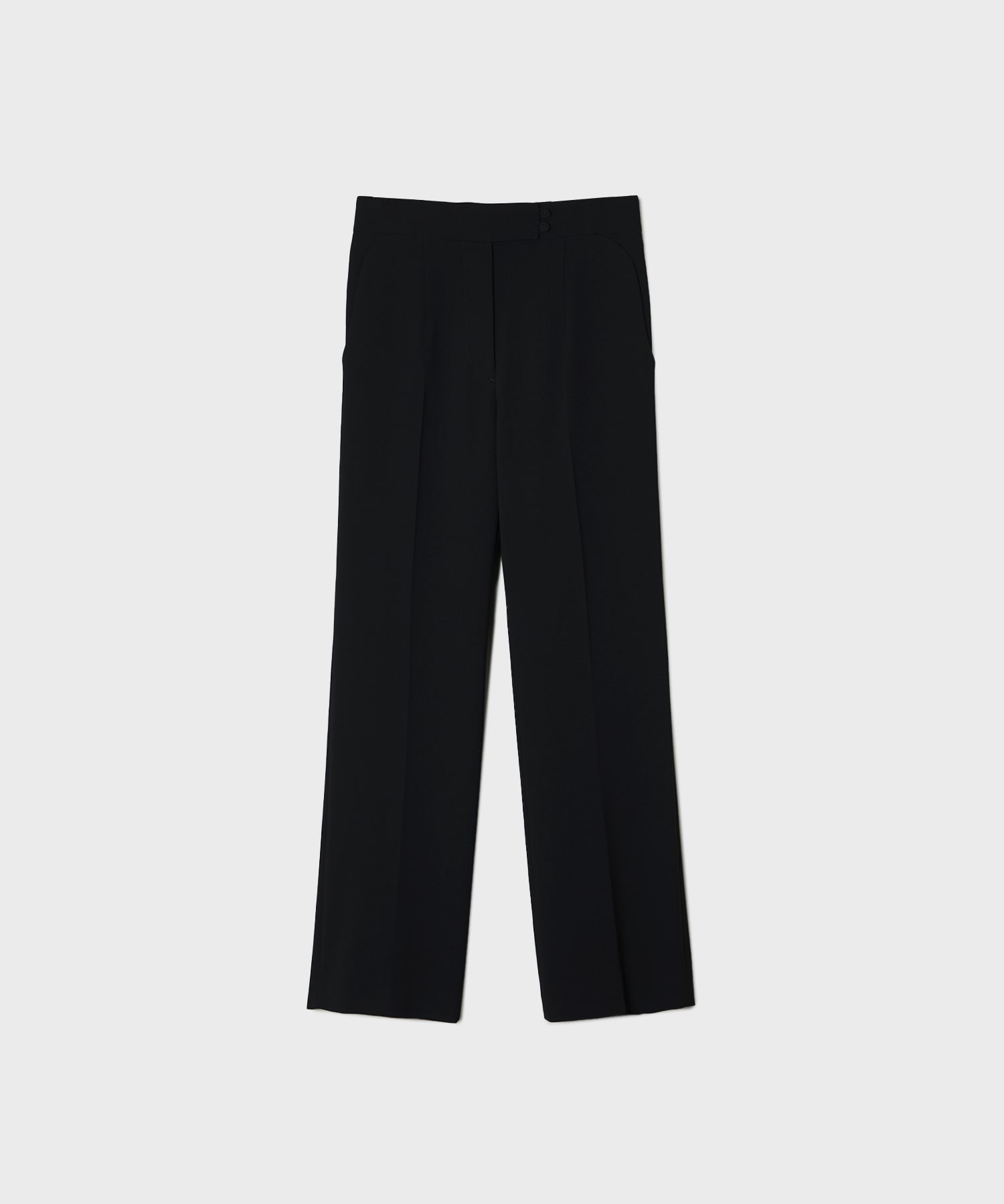 Acetate Polyester High Waisted Center Creased Suit Trousers
