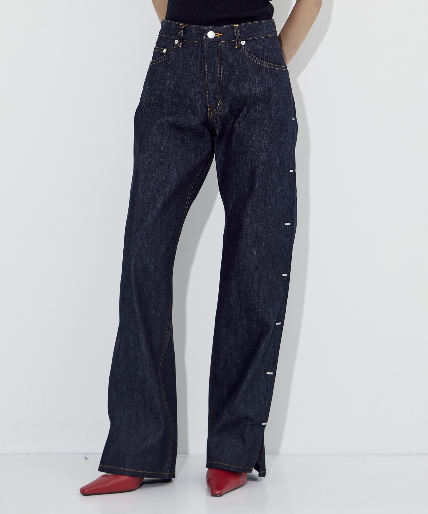 RIGID DENIM METAL LINE JEANS