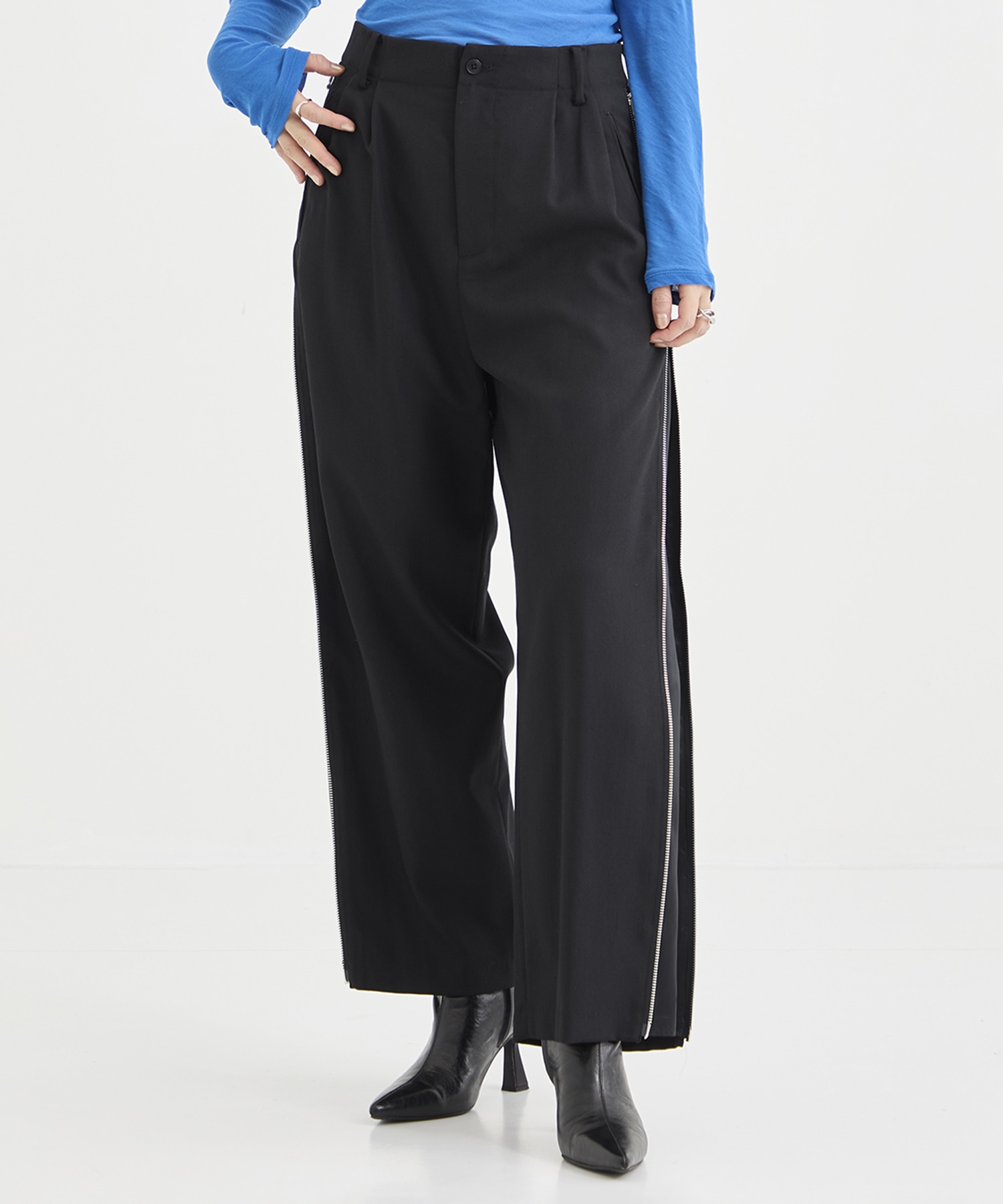 Dobby cloth side zip pants