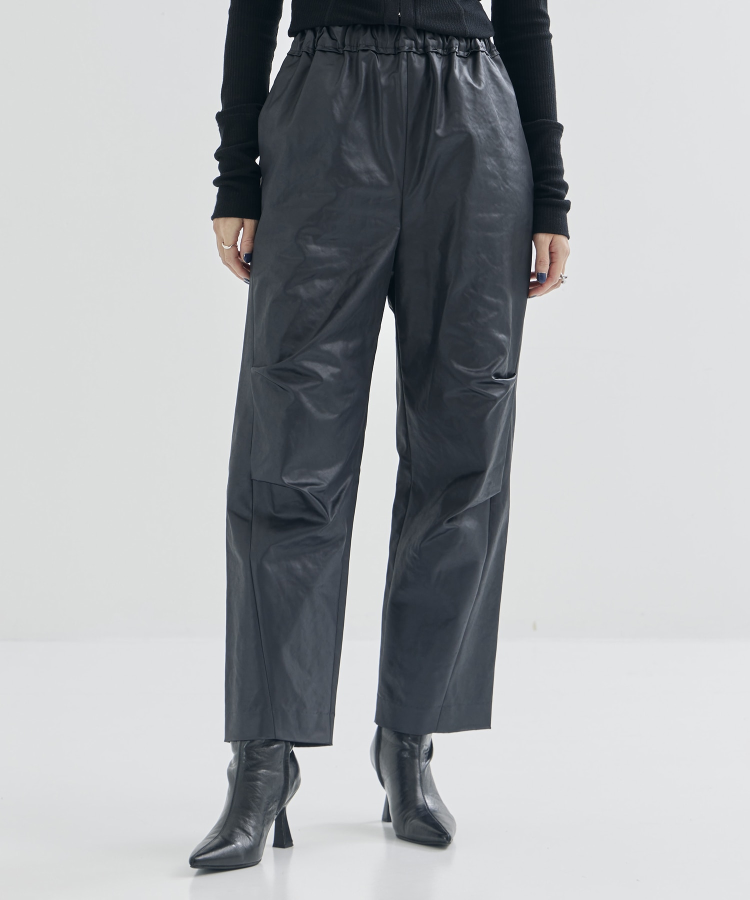 Leather touch trouser