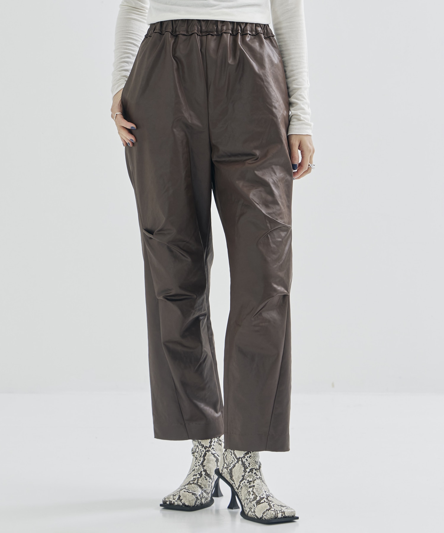 Leather touch trouser