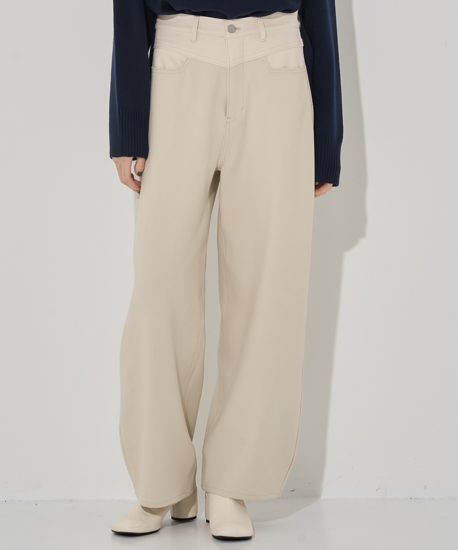 別注stretch barrel leg pants