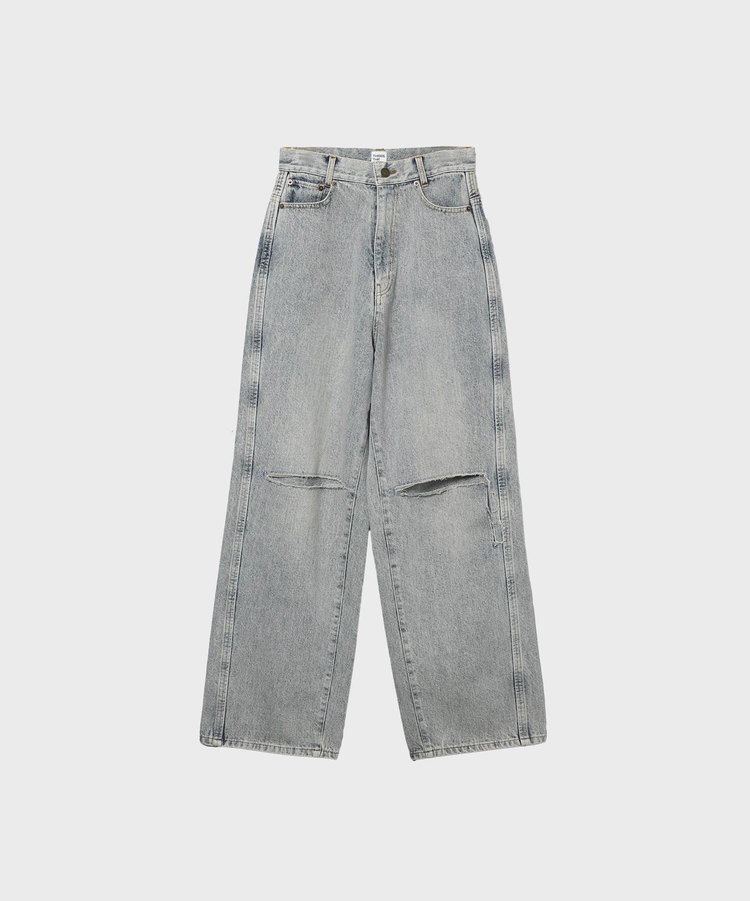 KNEE CUTTING DENIM PANTS