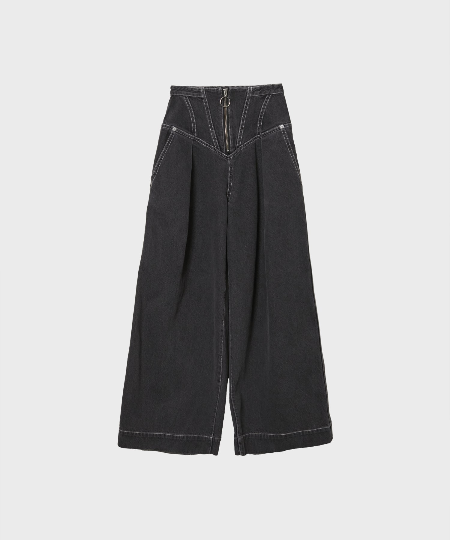 CORSET WAIST DENIM WIDE PANTS