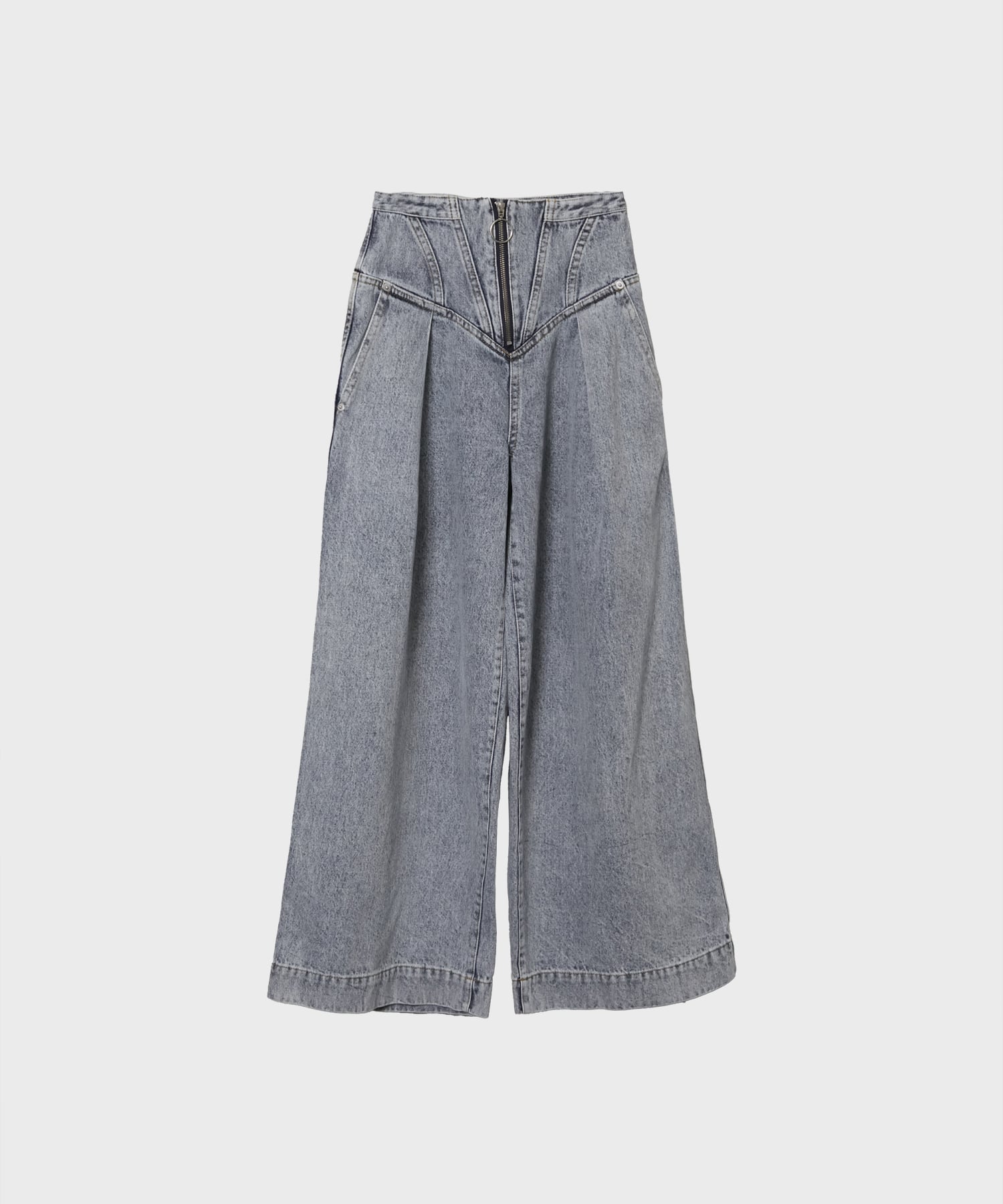 CORSET WAIST DENIM WIDE PANTS