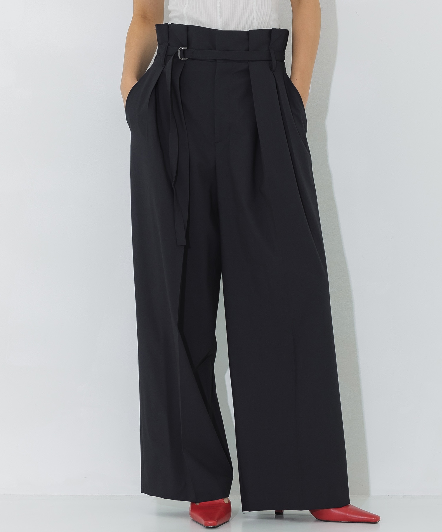 High Waist Tucked Trousers