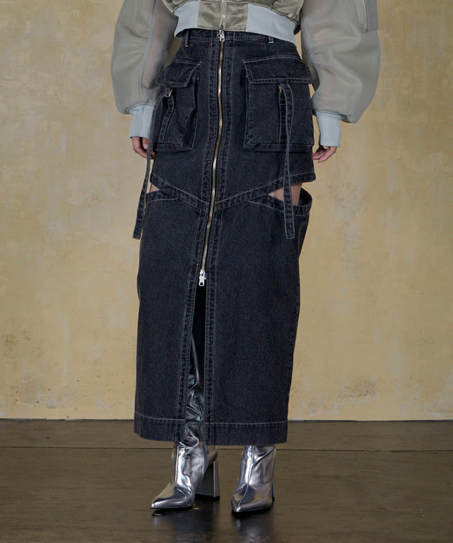 NOTCH WORK DENIM SKIRT