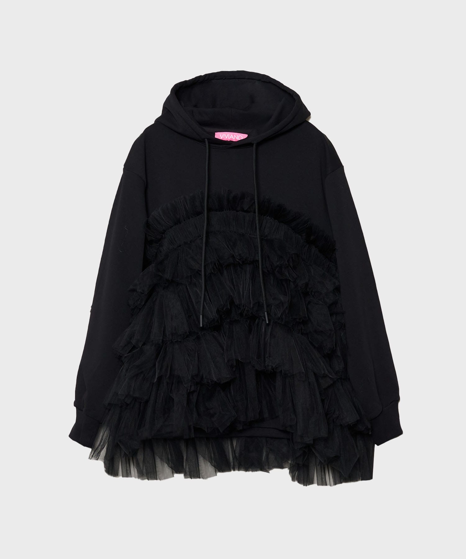 Gathered Tulle Hoodie