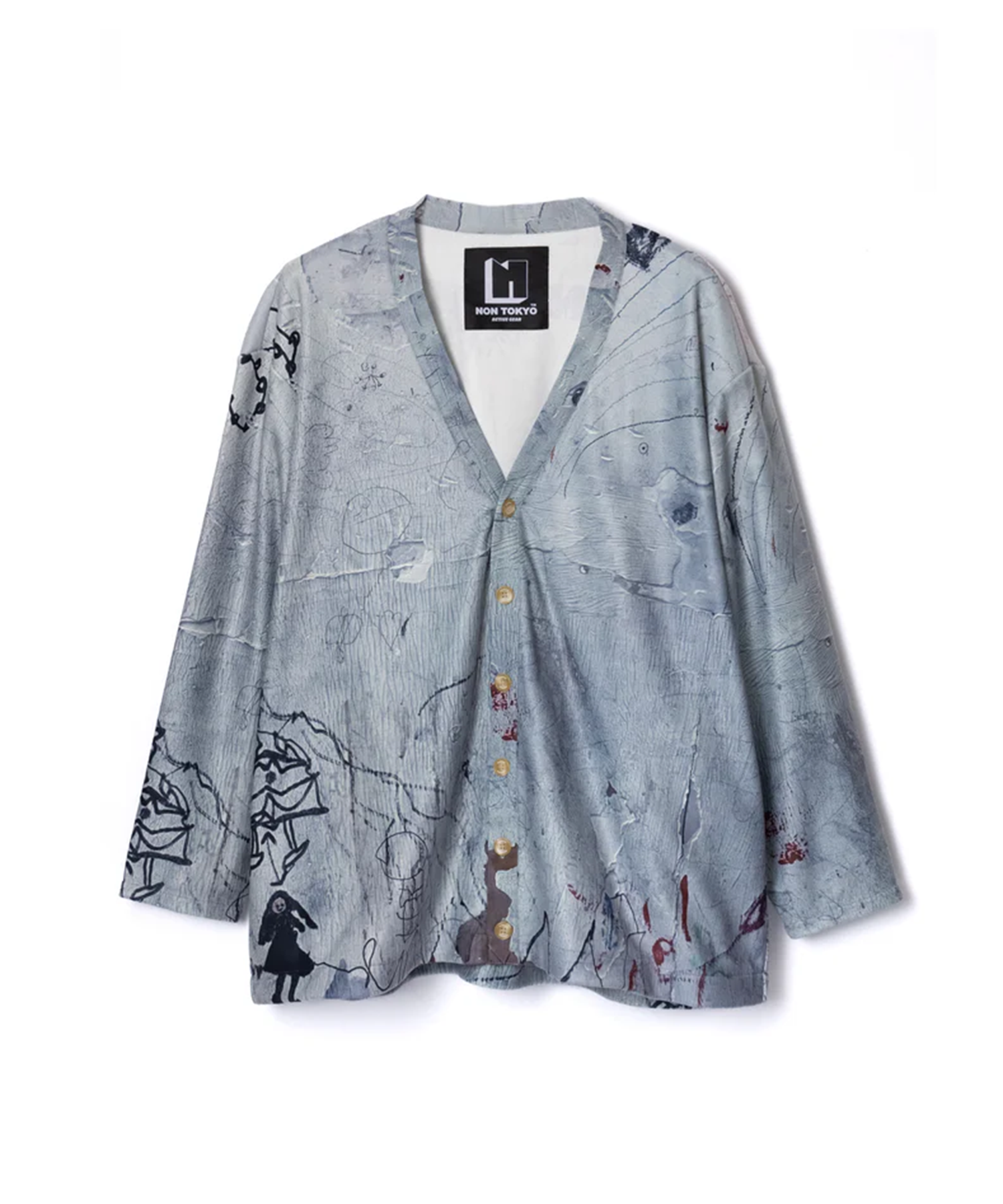 PRINT FLEECE BIG CARDIGAN