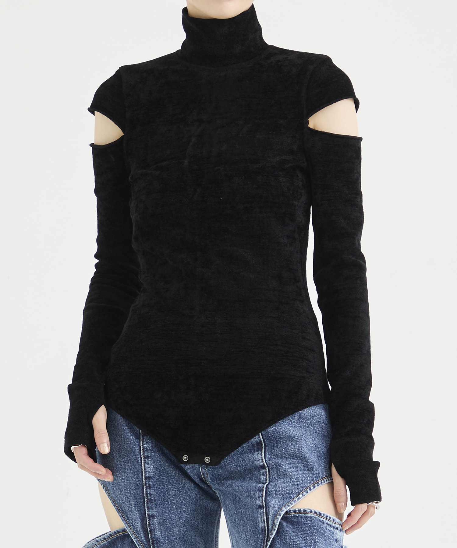 VELOUR KNIT TURTLENECK BODYSUTS