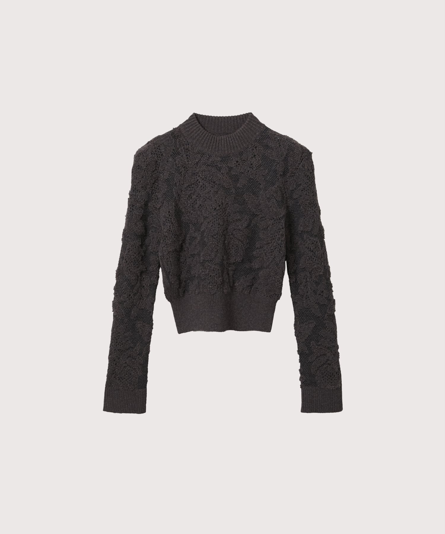 SQUARE SHOULDER LACE JACQUARD SWEATER