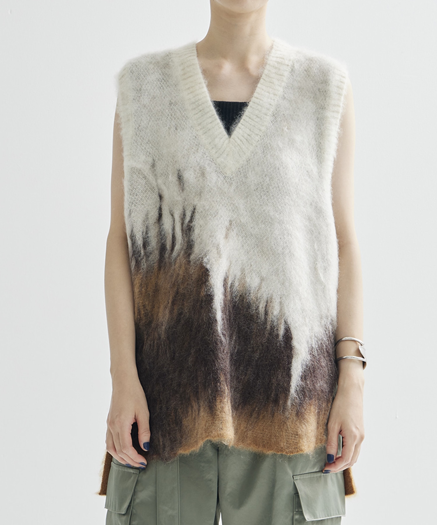 Drip Glaze Pattern Mohair Knitted Vest