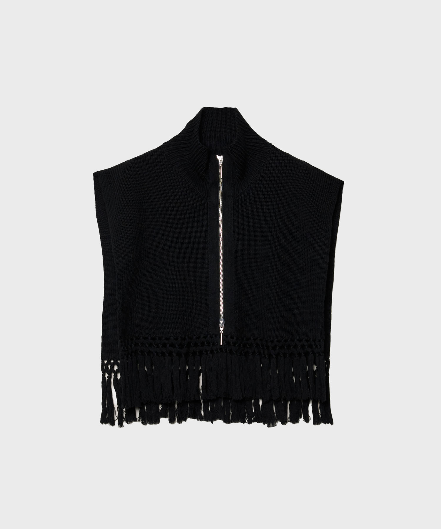 Fringe High Neck Knit Vest