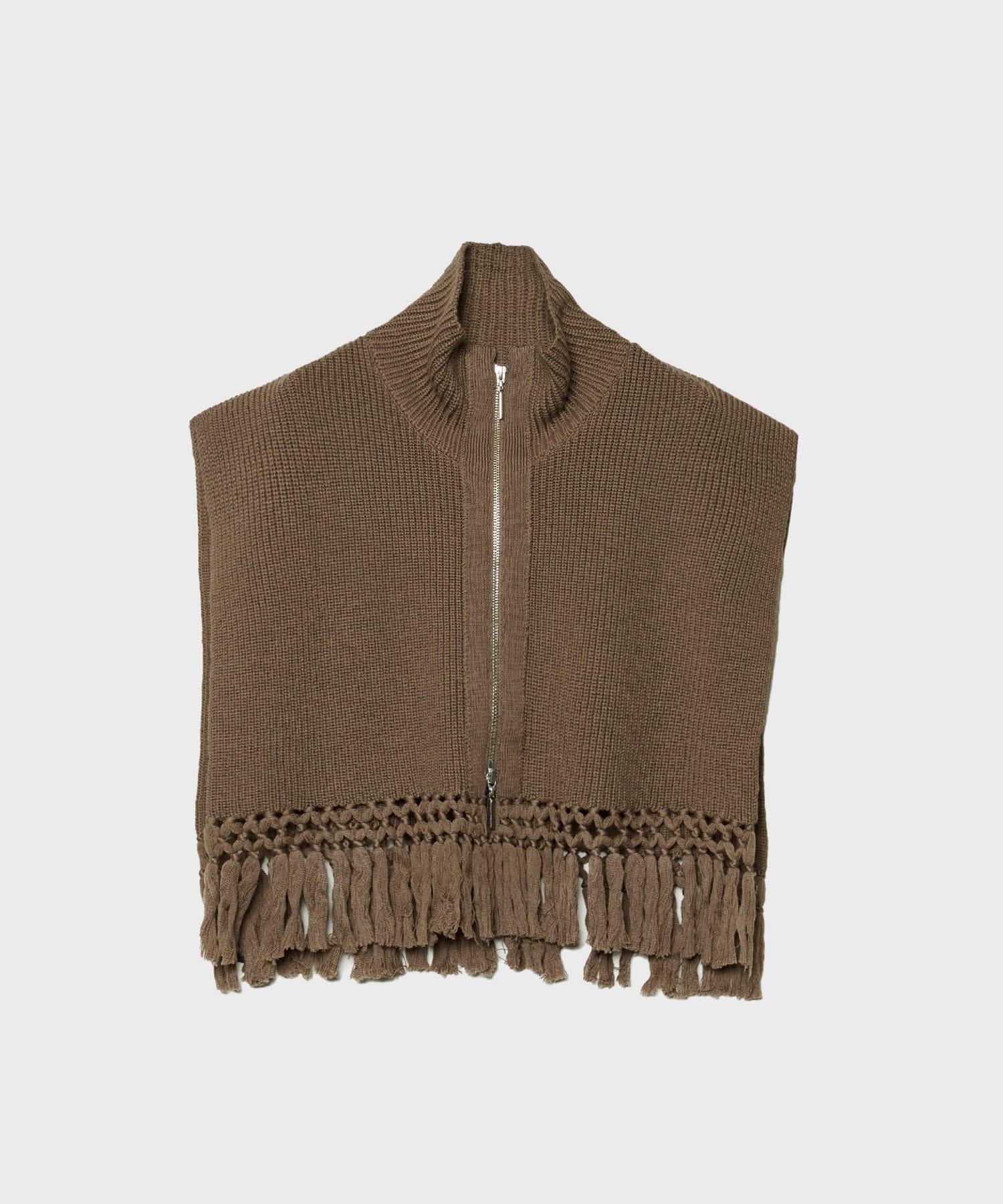 Fringe High Neck Knit Vest