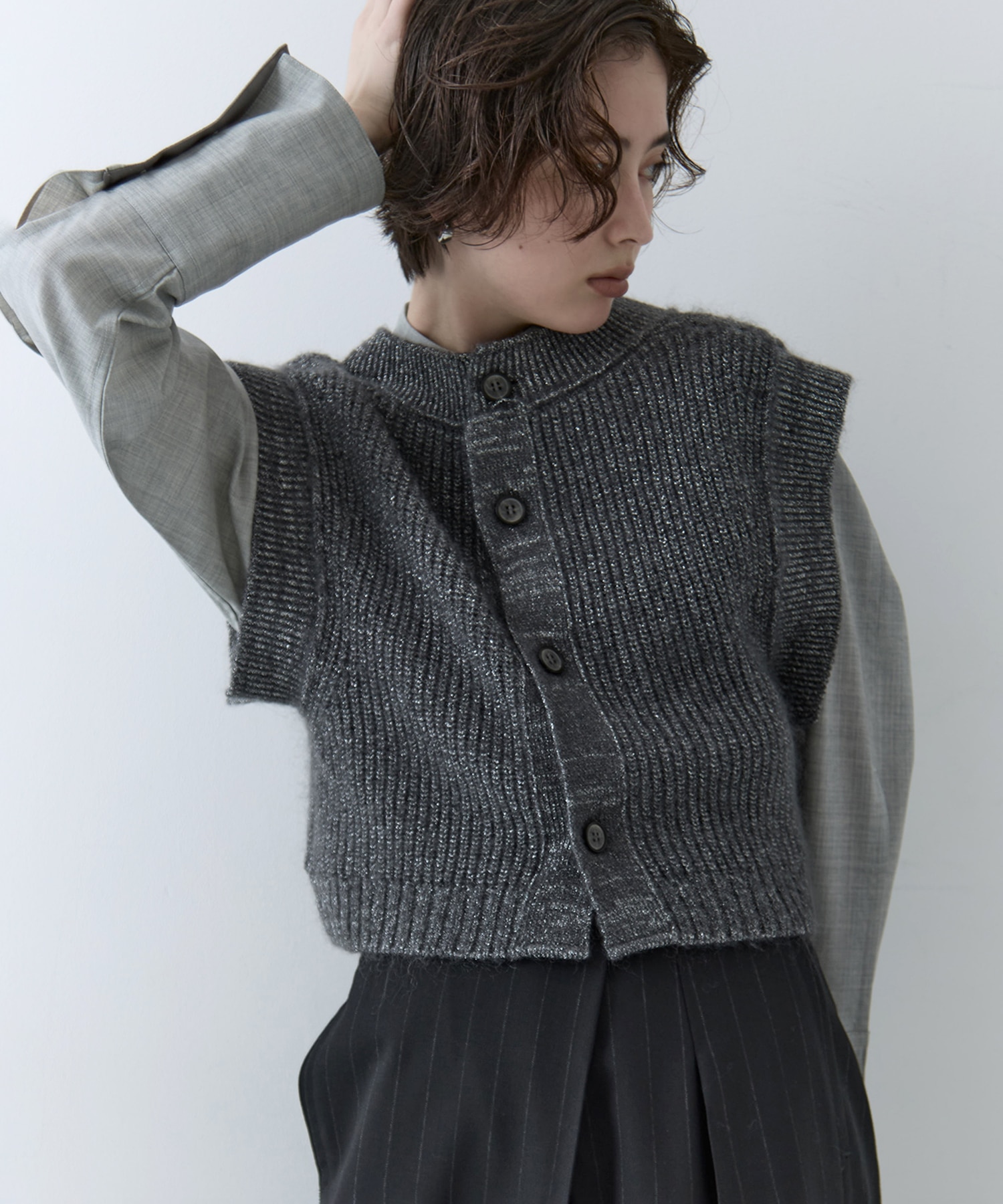 Mohair Lame Knit Vest