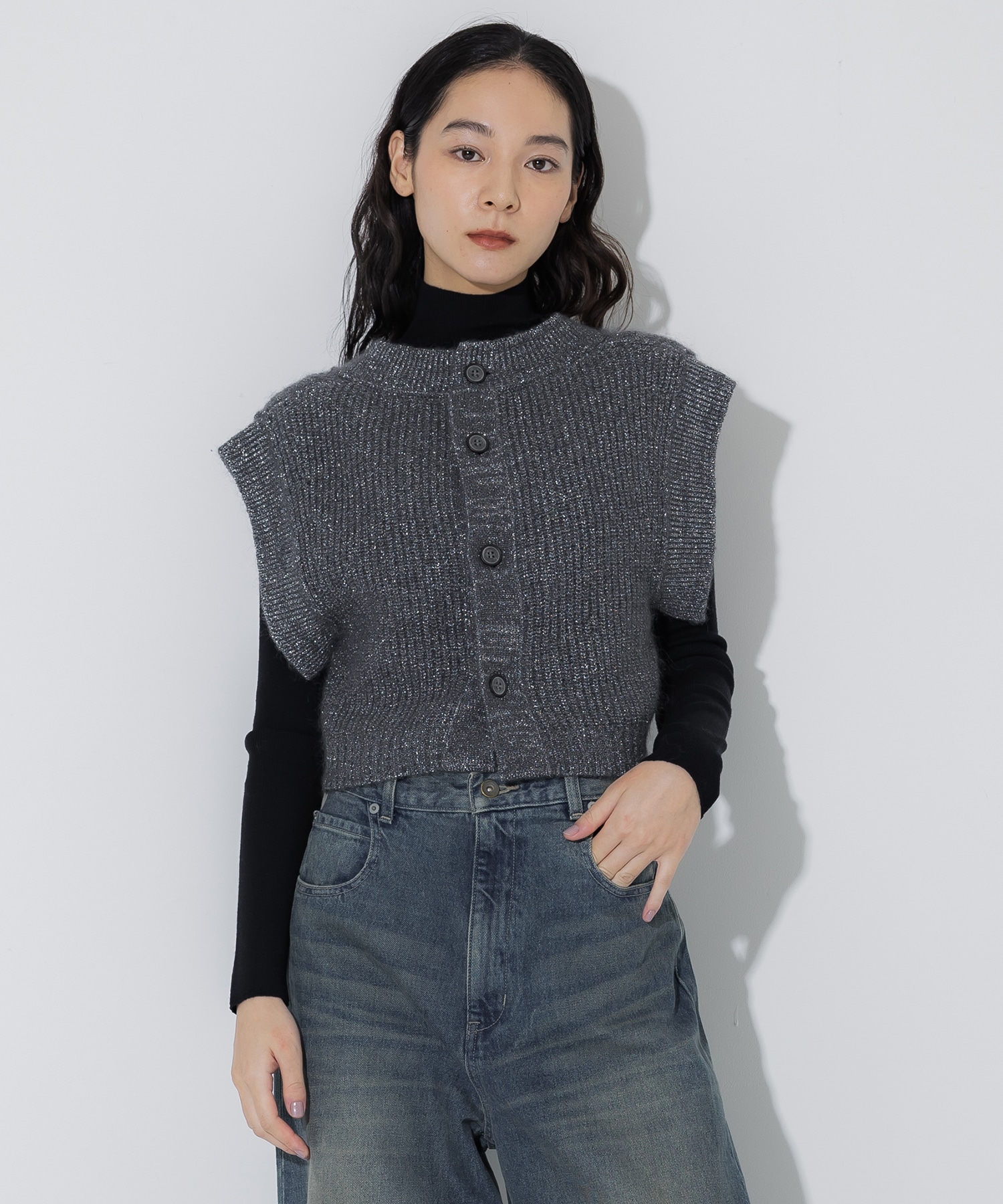 Mohair Lame Knit Vest