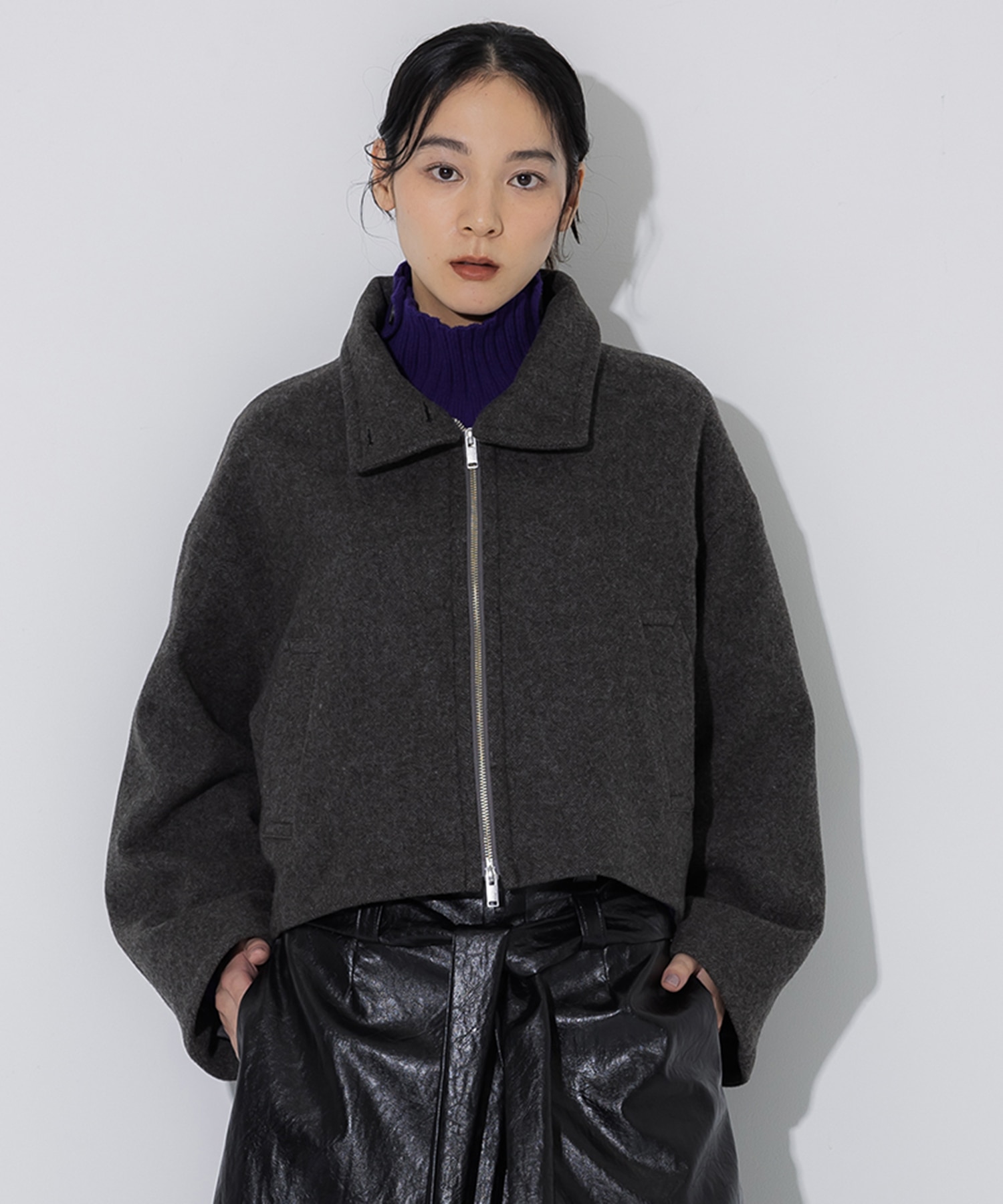 Stand Collar Wool Blouson