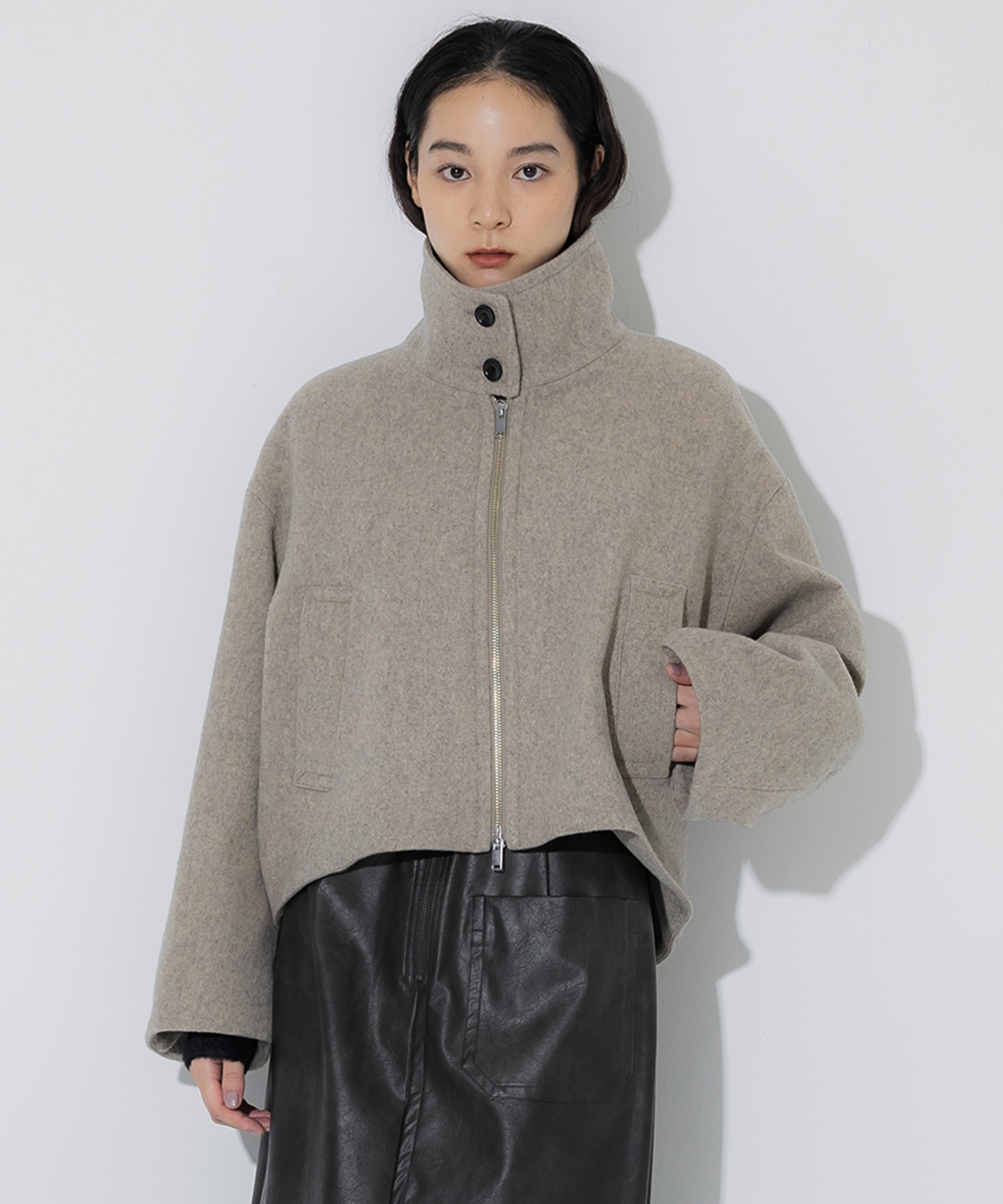 Stand Collar Wool Blouson