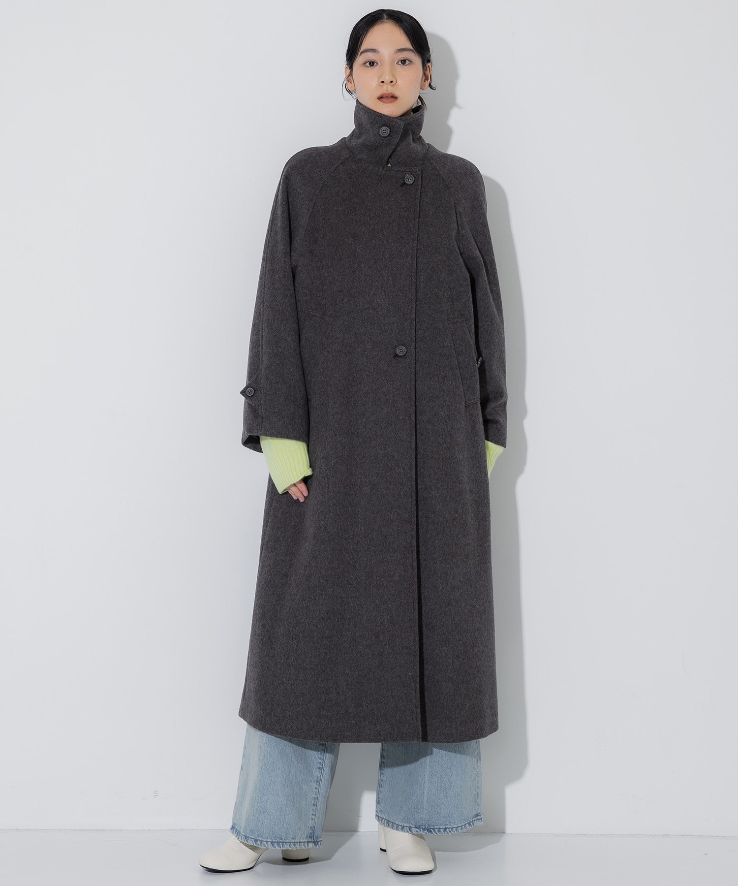 Stand Collar Wool Coat