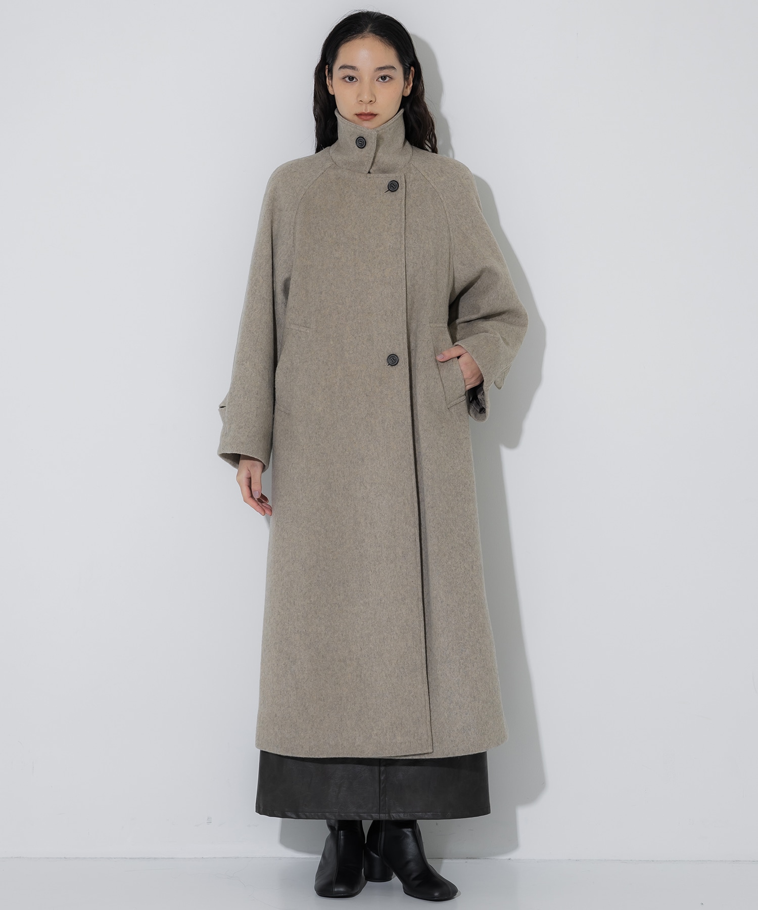 Stand Collar Wool Coat