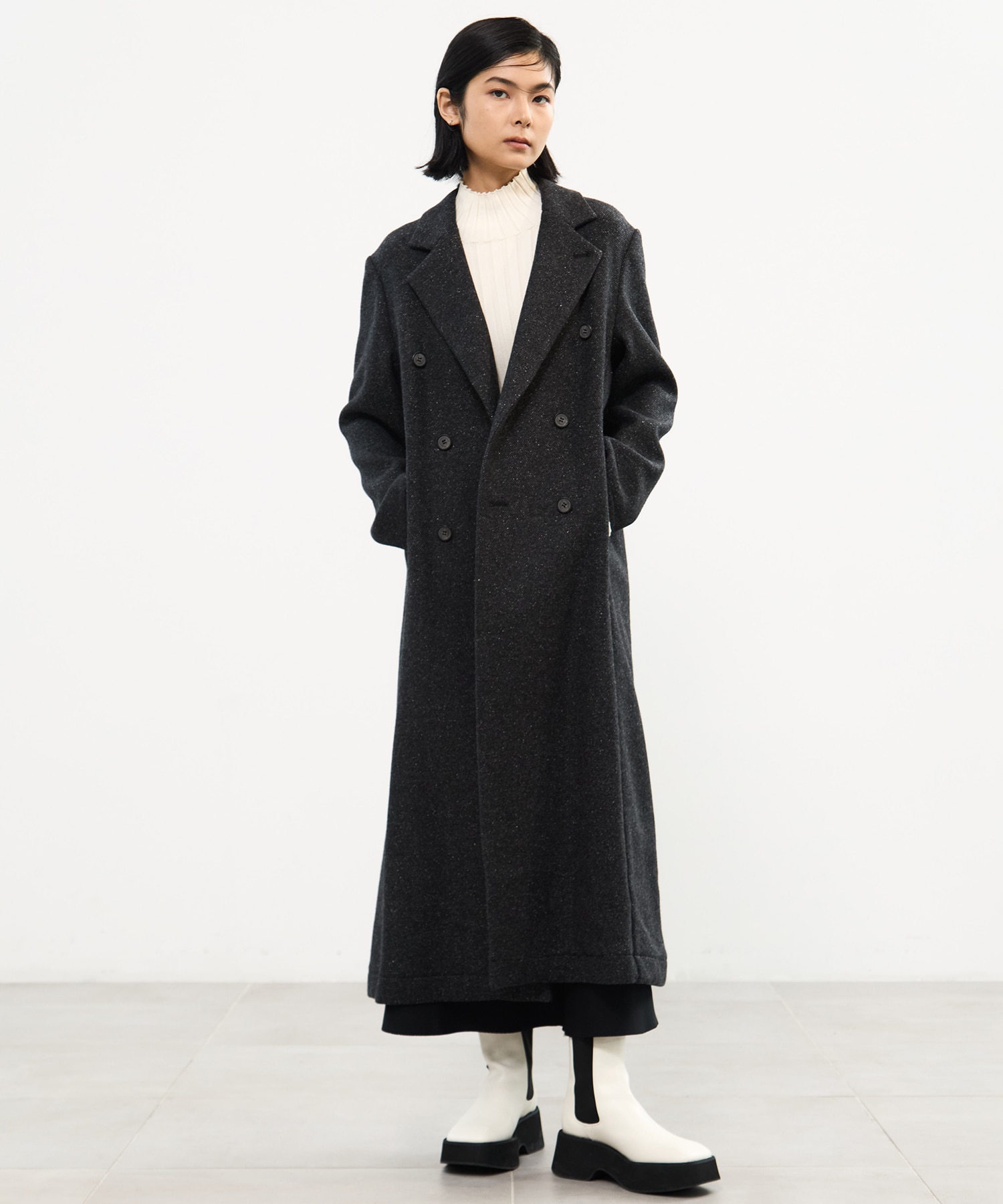 Silk Nep Double Breasted Coat