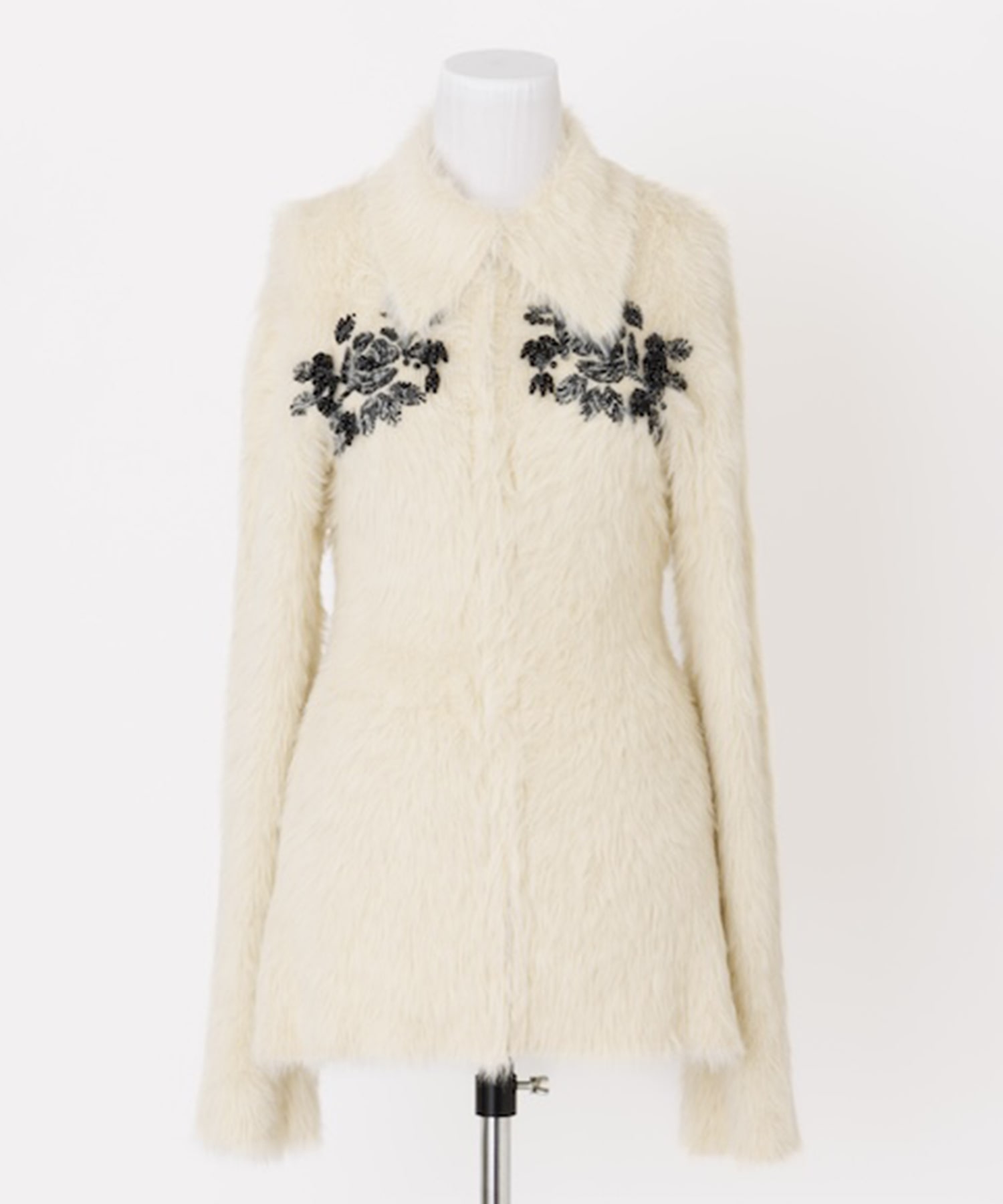 FUR KNIT BEAD EMBROIDERED JACKET