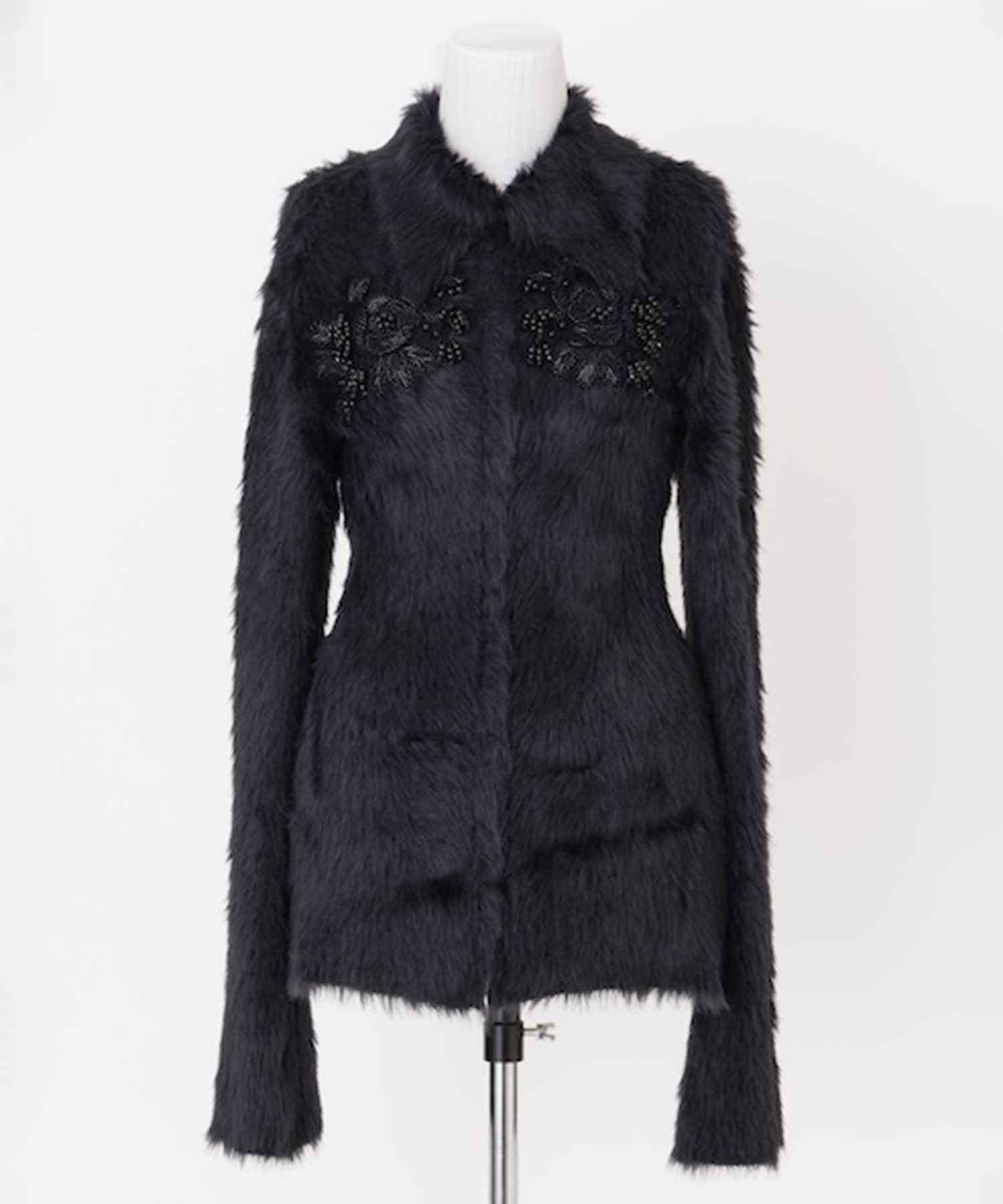 FUR KNIT BEAD EMBROIDERED JACKET