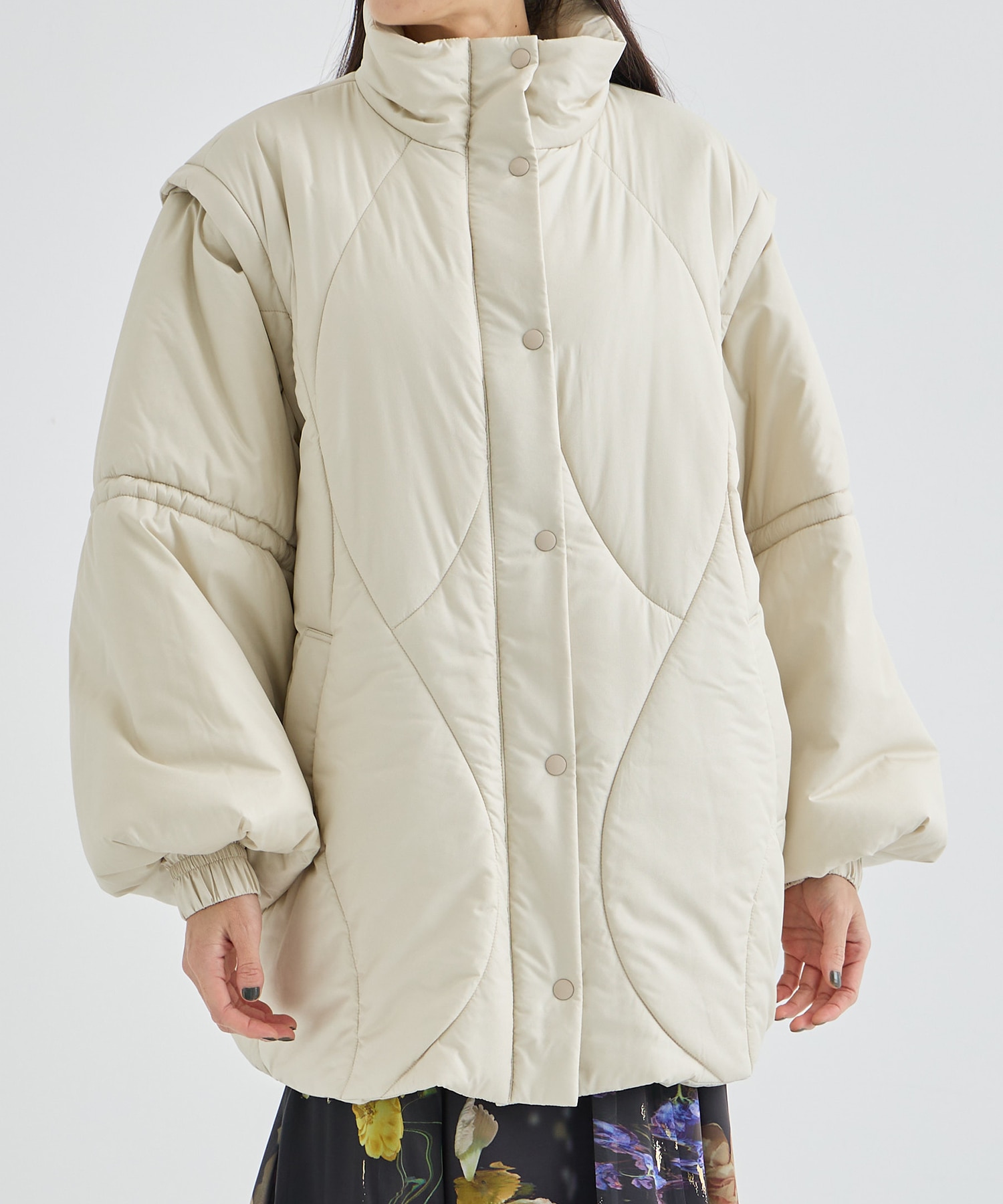 2WAY WAVE STITCH PADDED JACKET