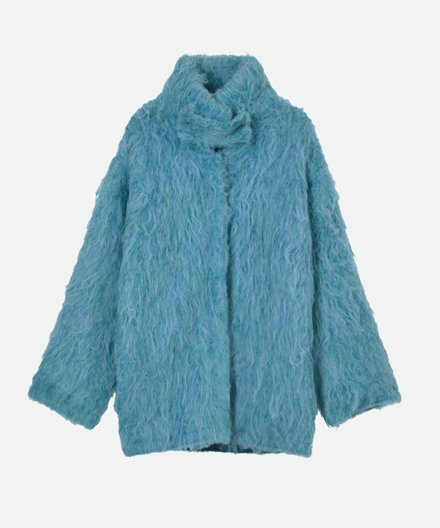 BIG COLLAR KNIT FUR JACKET