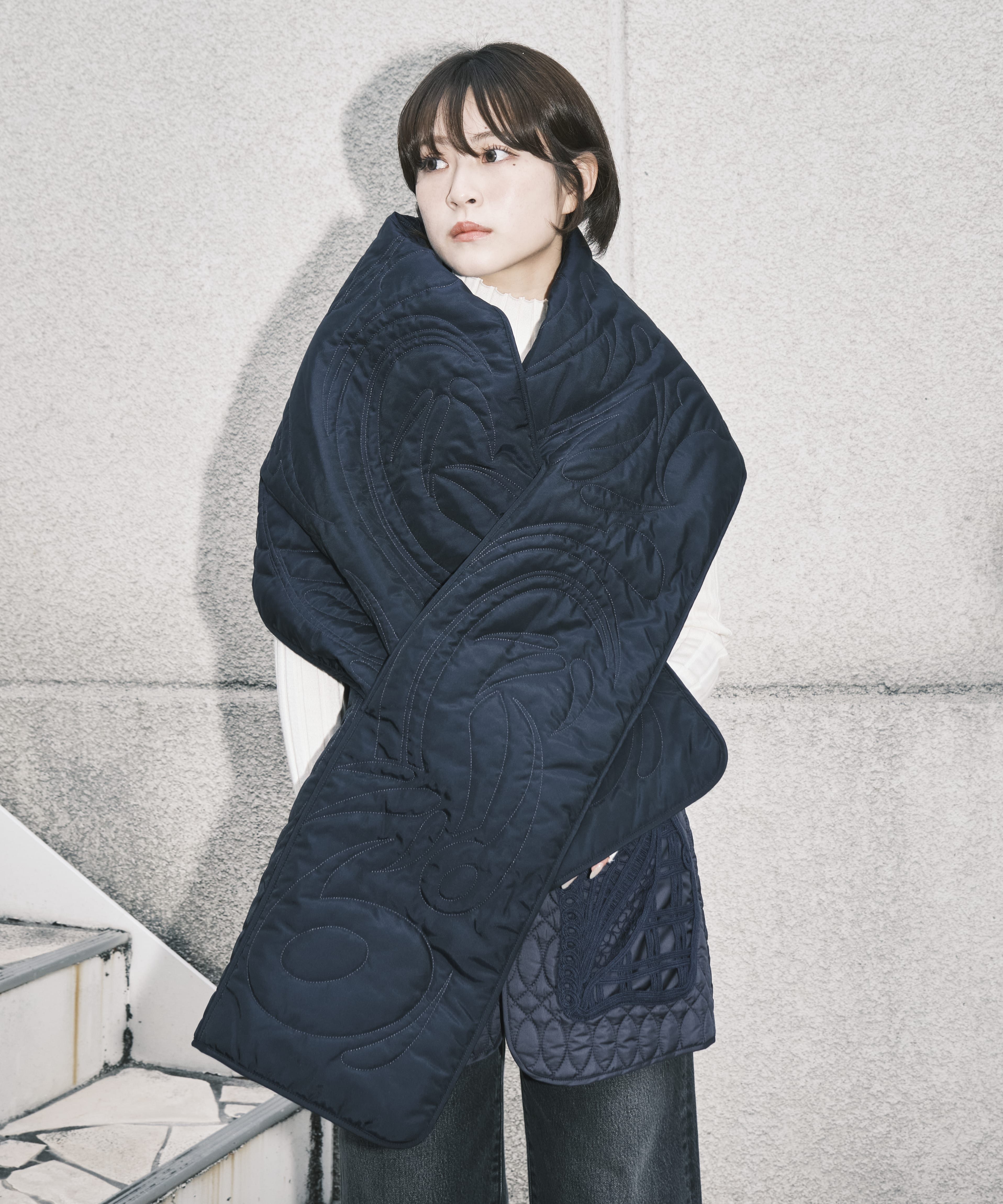 Silk Nylon Quilted Scarf