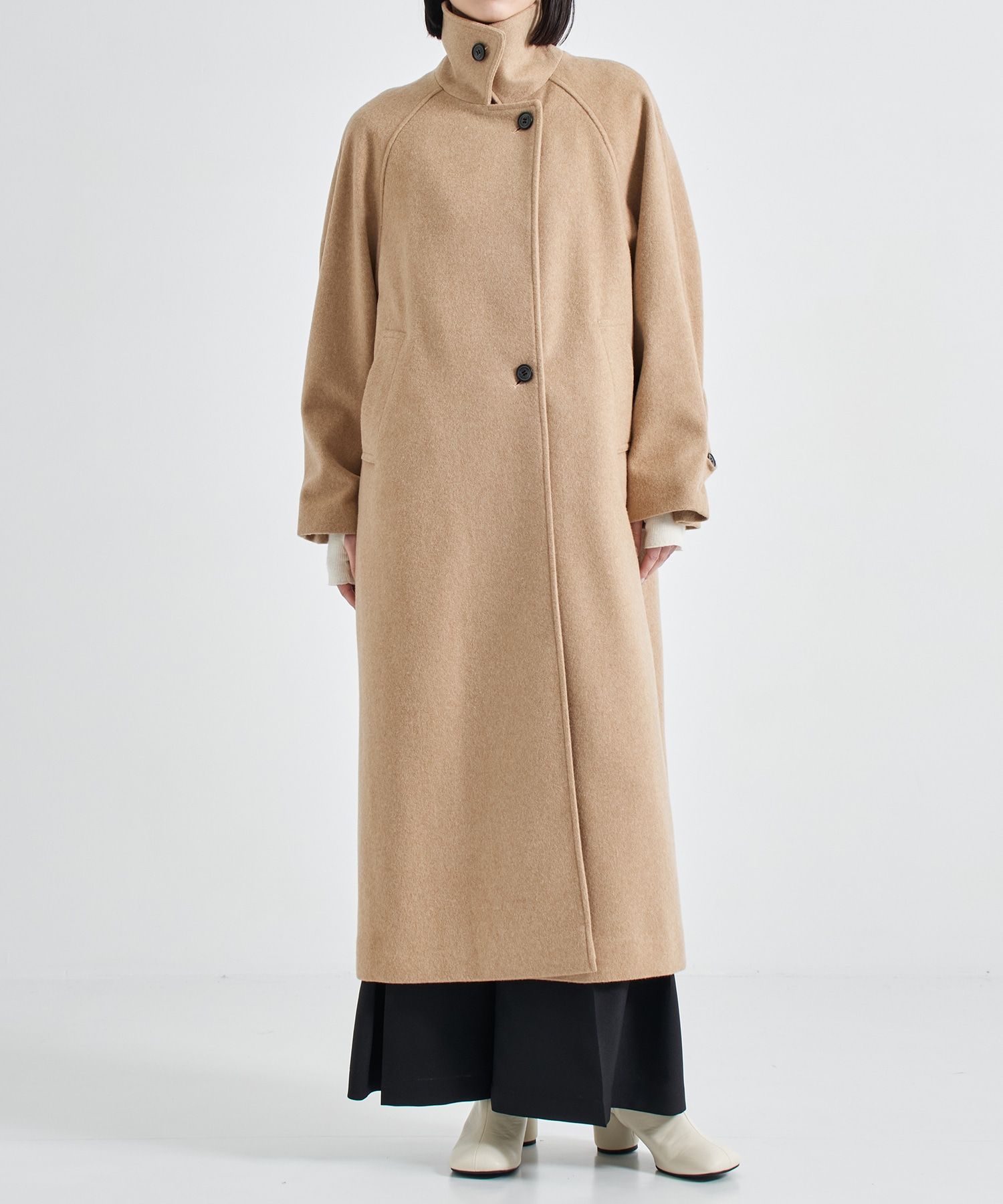 Stand Collar Wool Coat