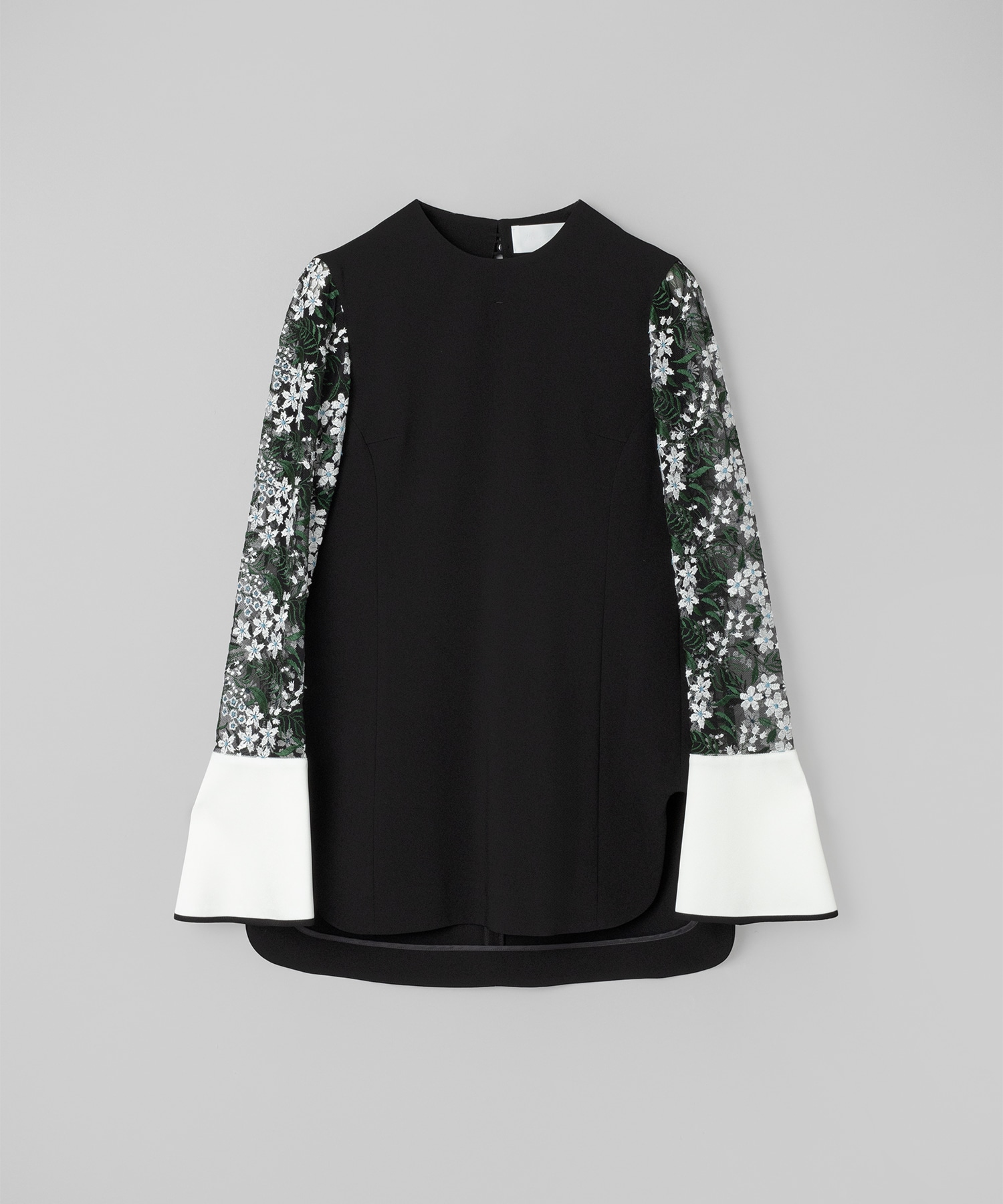 Floral Lace-Sleeve Classic Top