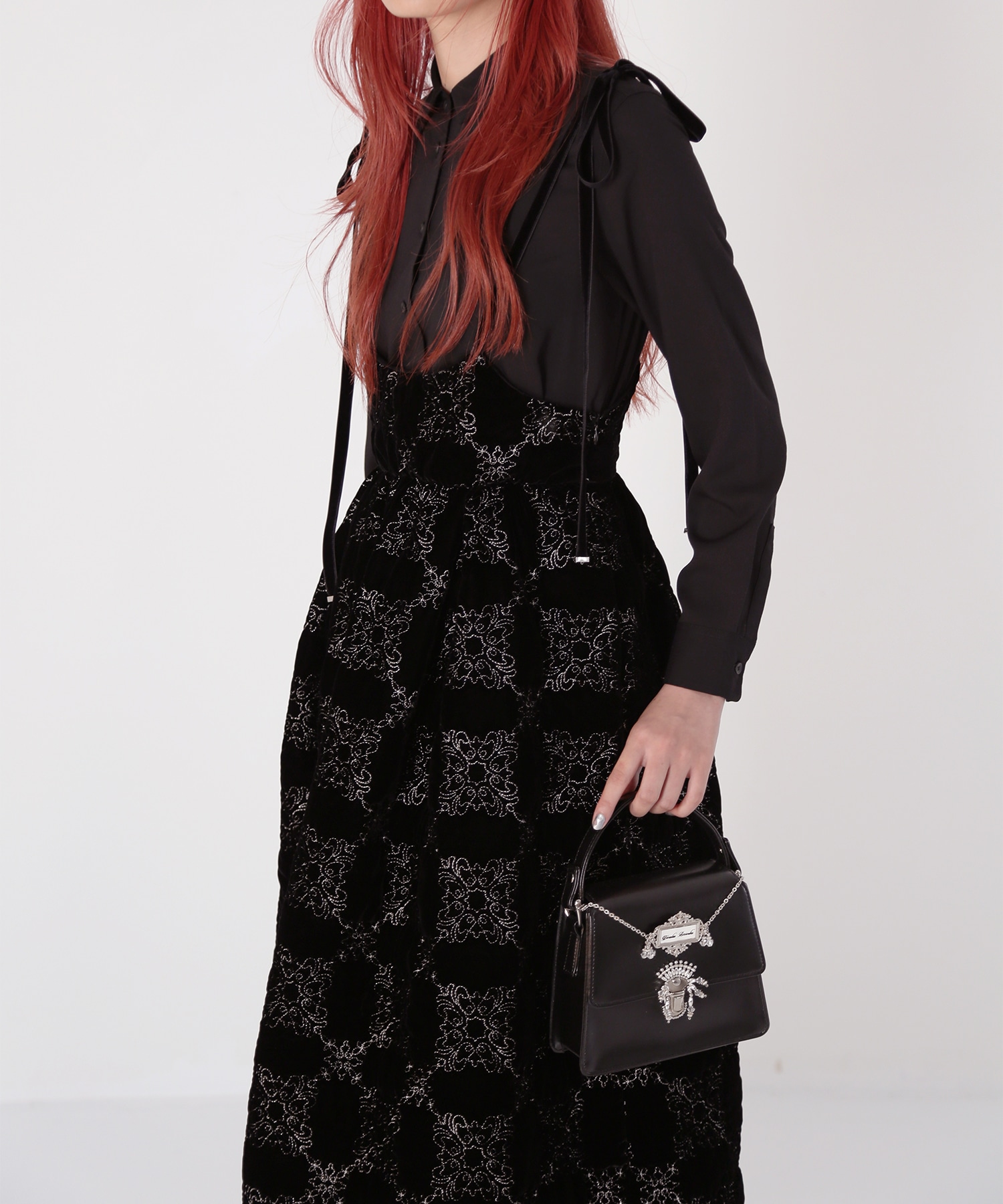 palace tiles quilted overalls skirt