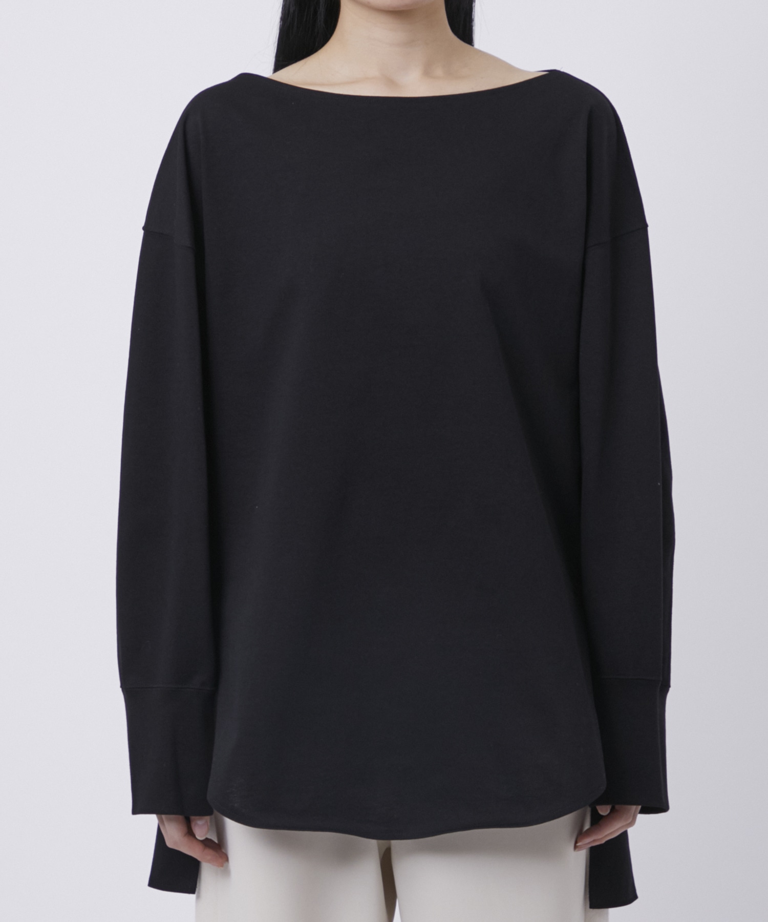 Oversized Cotton Boat Neck Top