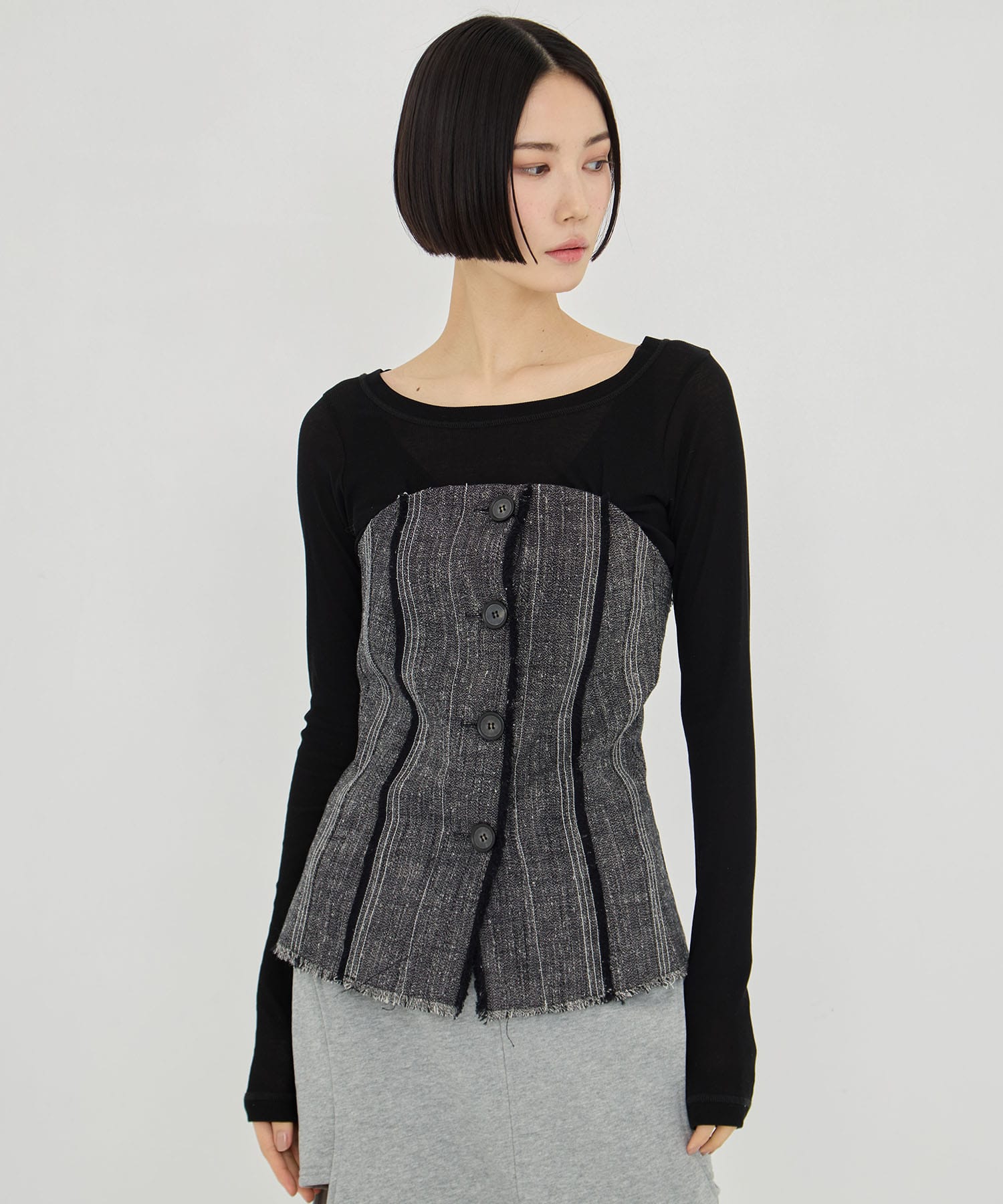 Silk Linen Bustier Combi Top