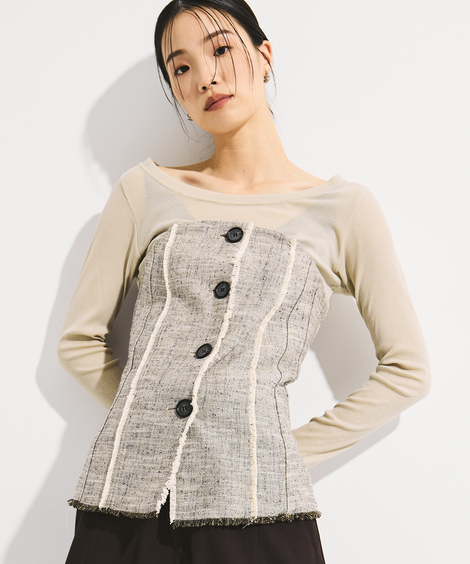 Silk Nep Bustier Combi Top
