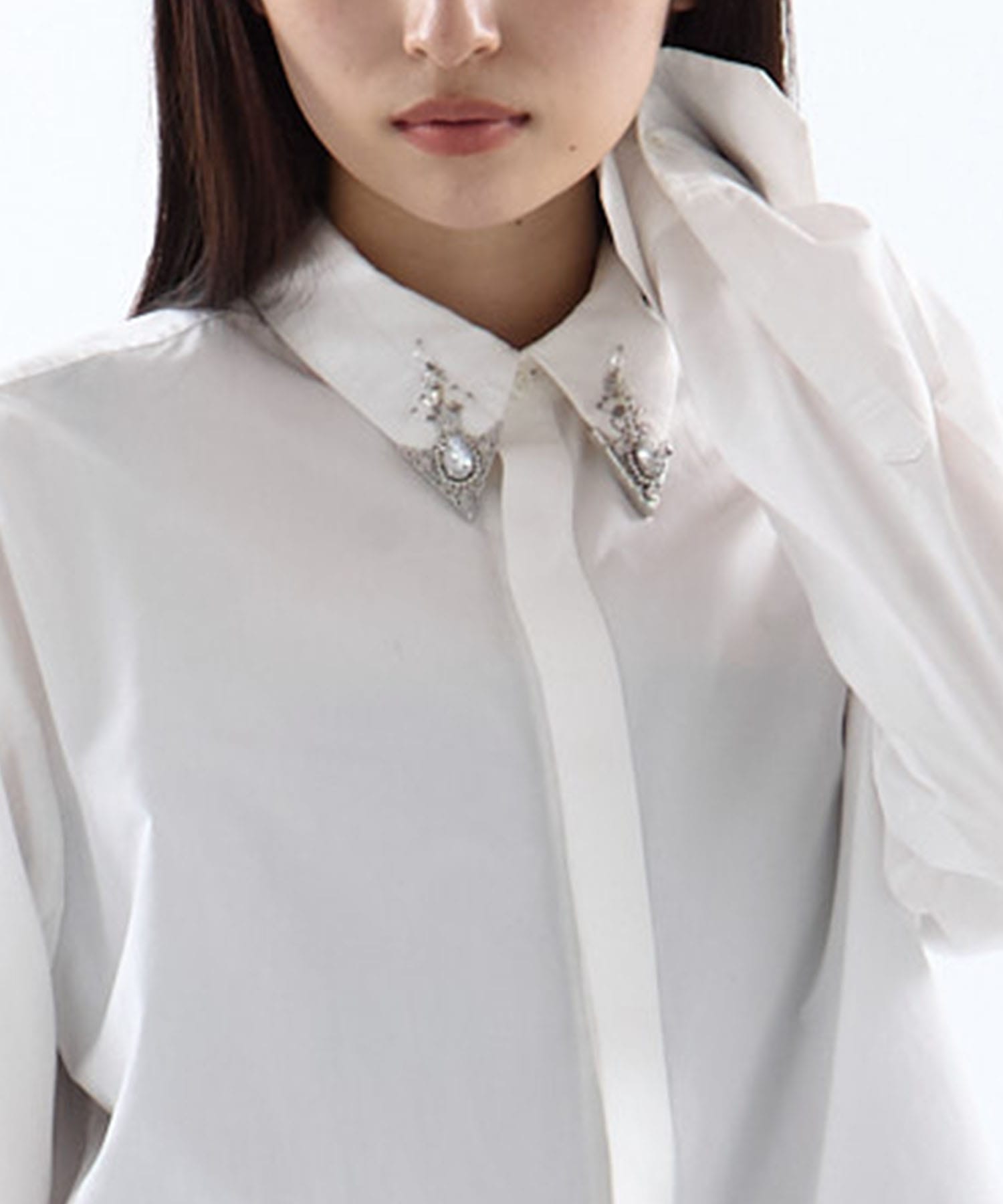 crystal silver tip lapel shirt