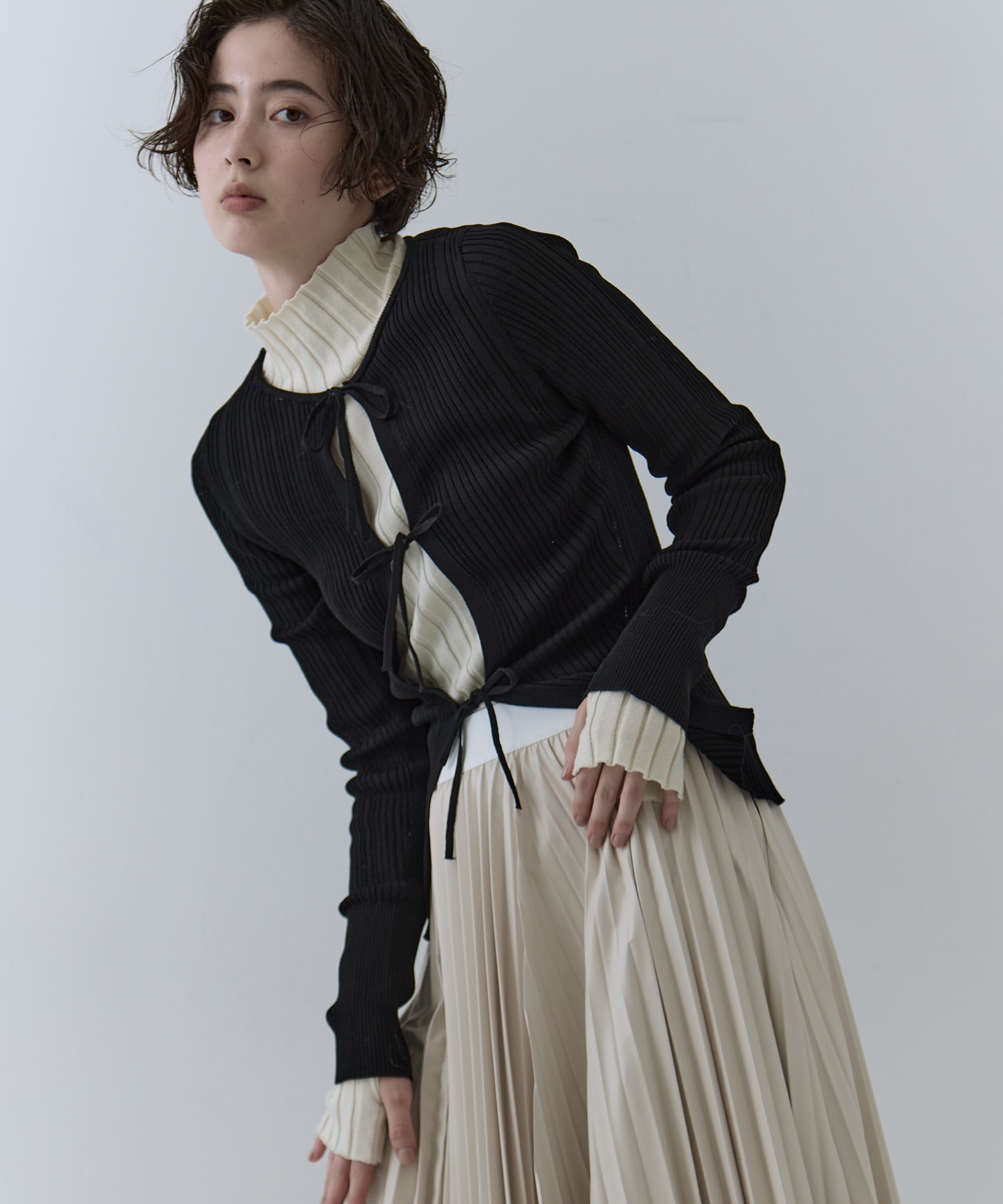 Ribbon Front Knit Cardigan