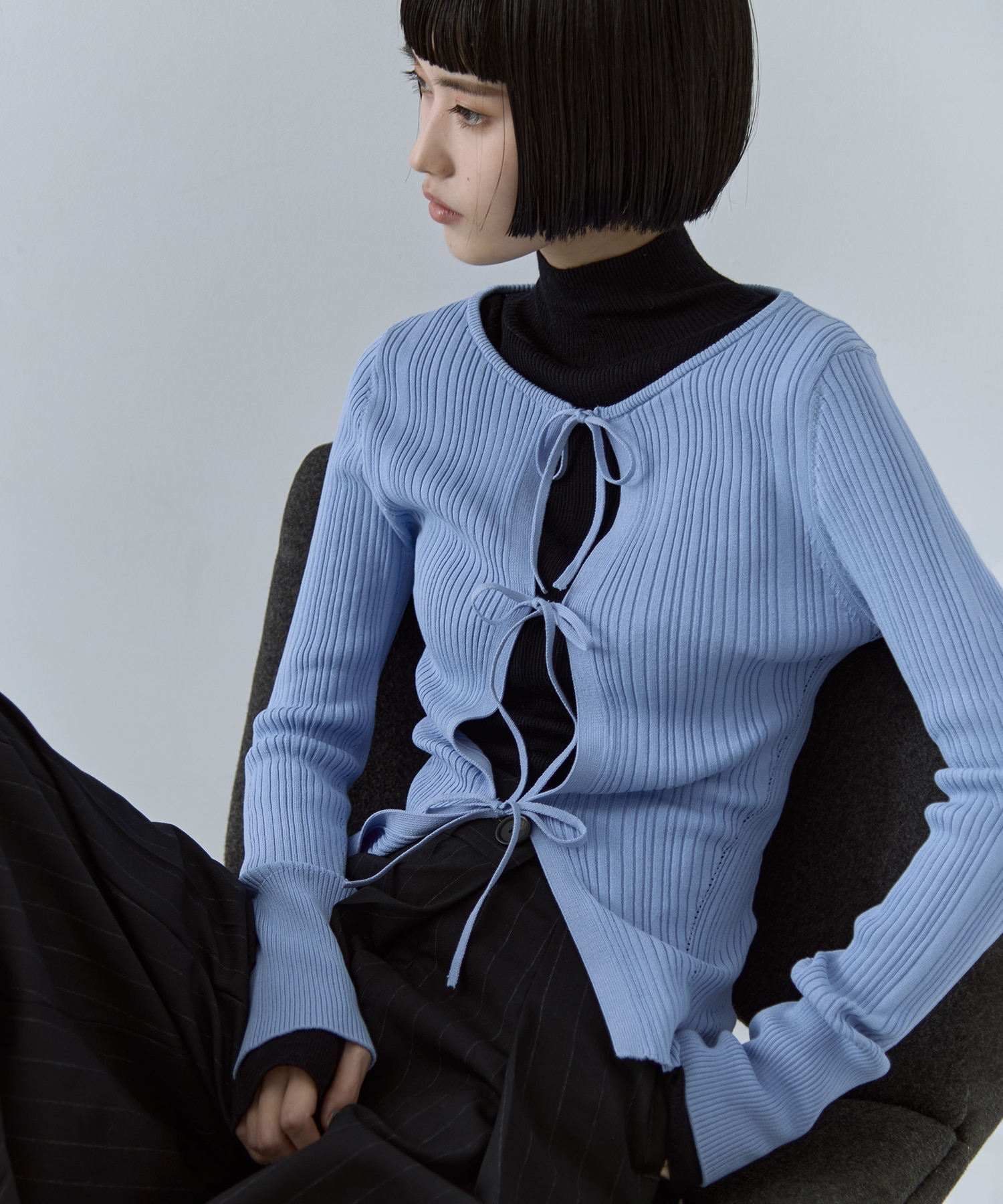 Ribbon Front Knit Cardigan