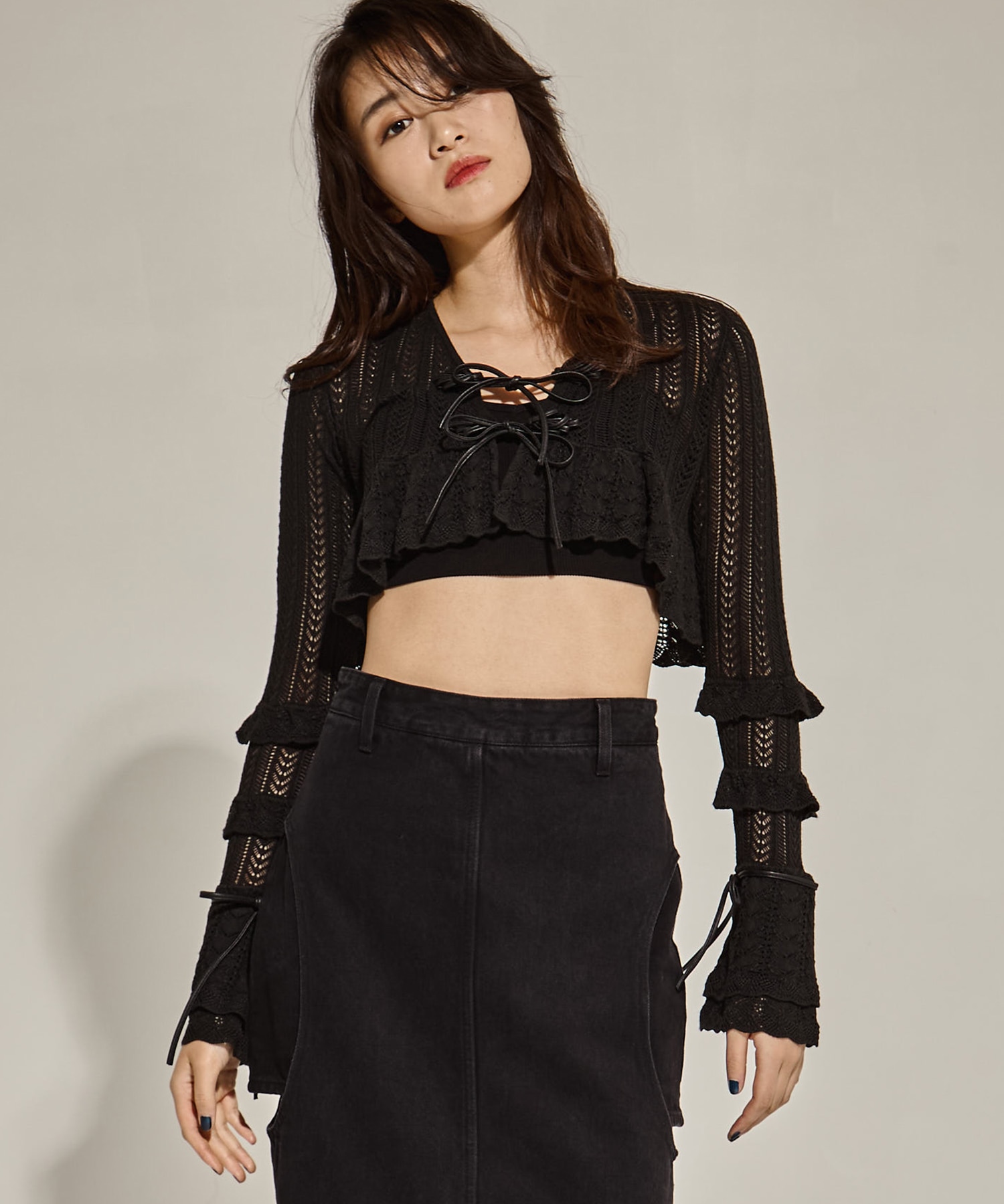 double ribbon knit cardigan