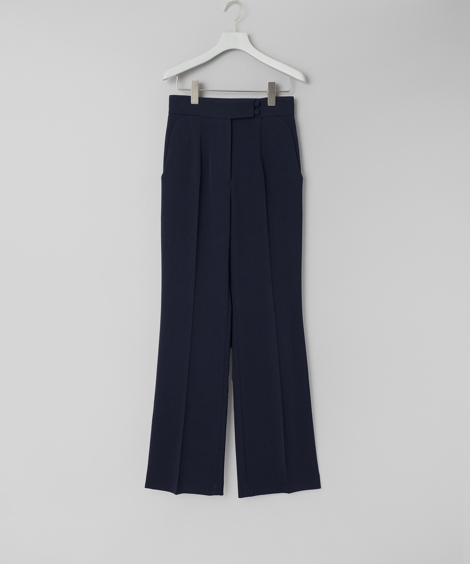 Acetate Polyester High Waisted Center Creased Suit Trousers
