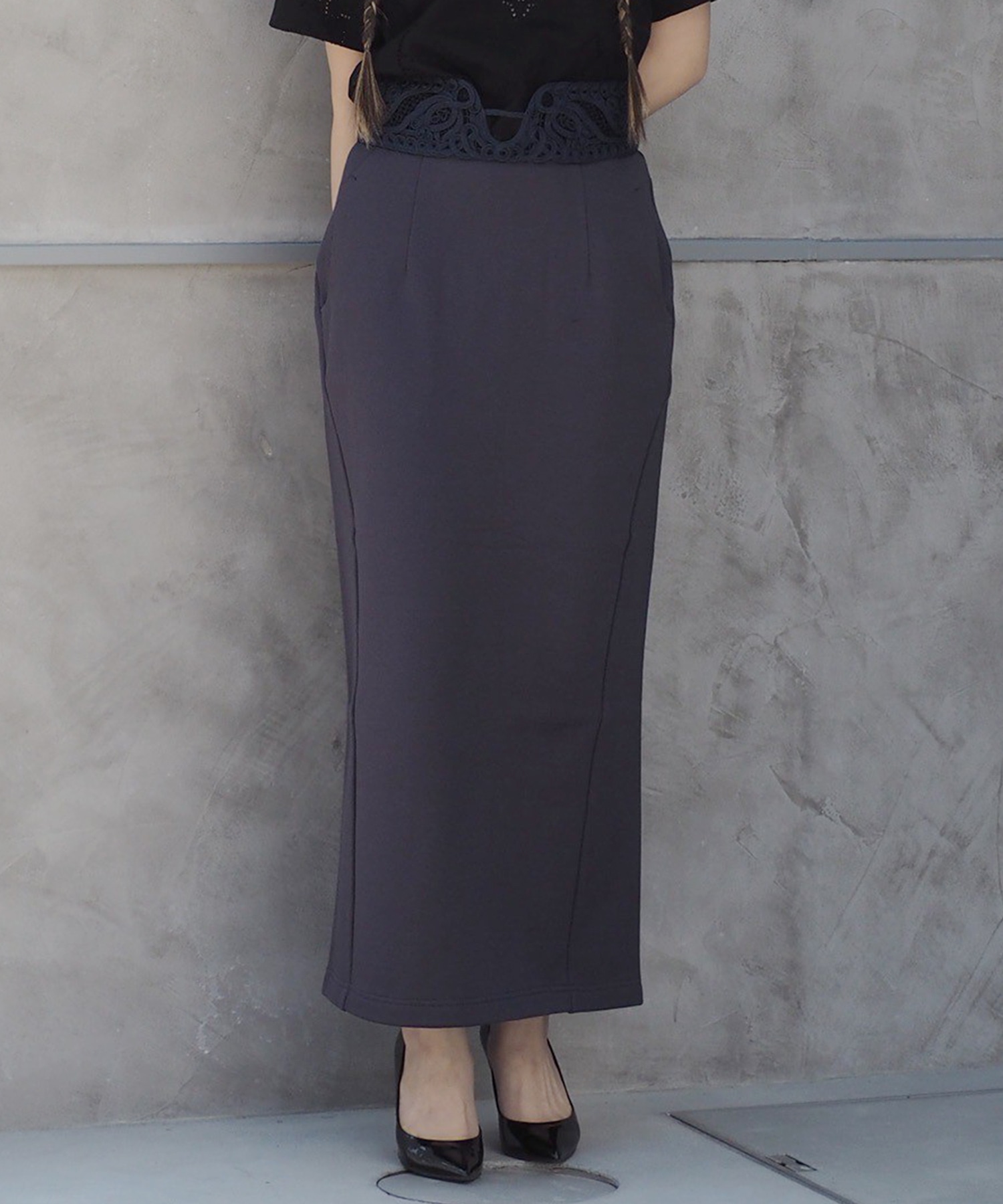 Cording Embroidery Sweat Skirt