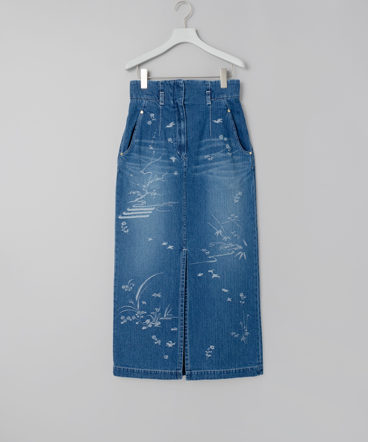 Nature Pattern Jacquard Denim Skirt