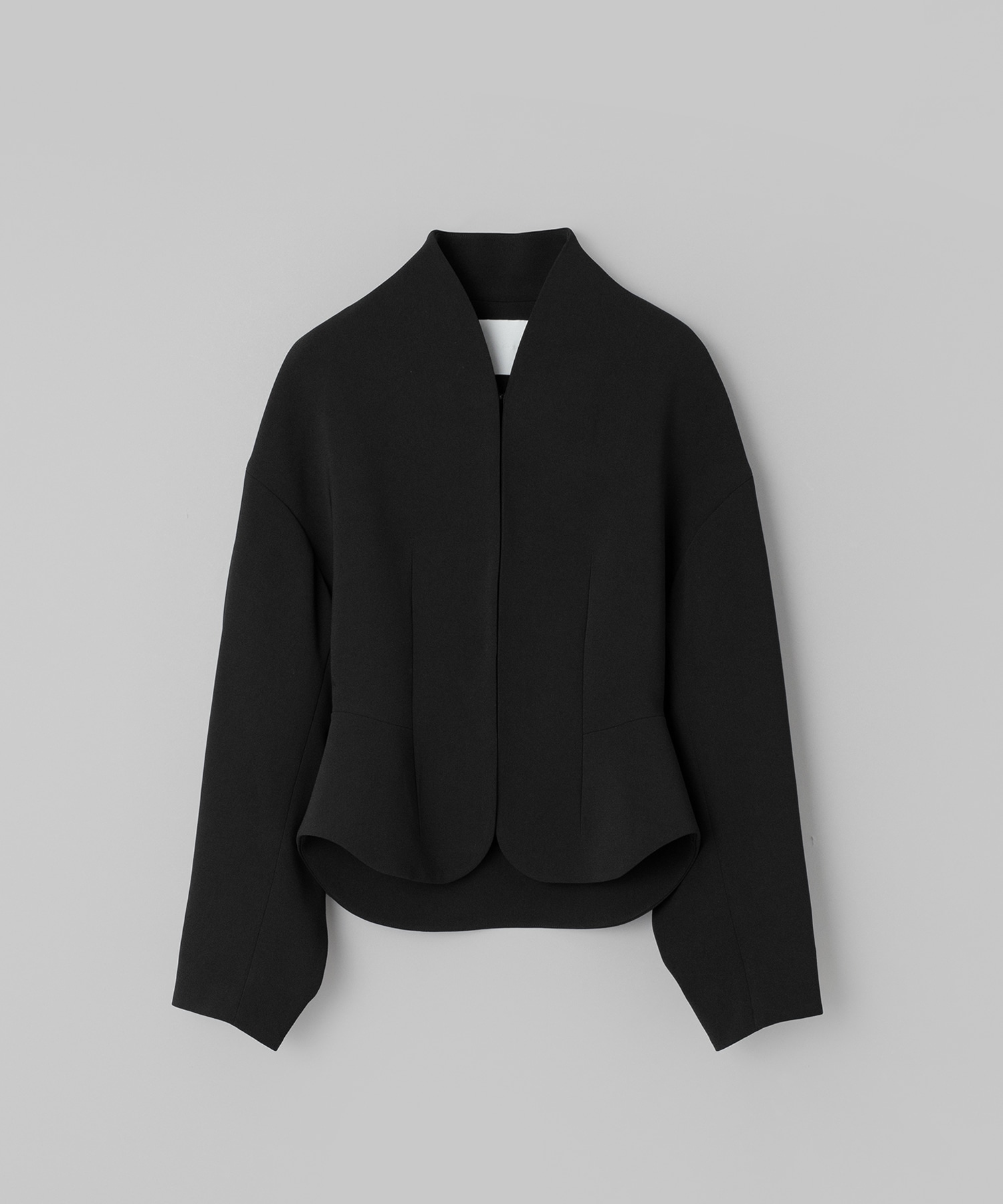 Acetate Polyester Collarless Short Jacket
