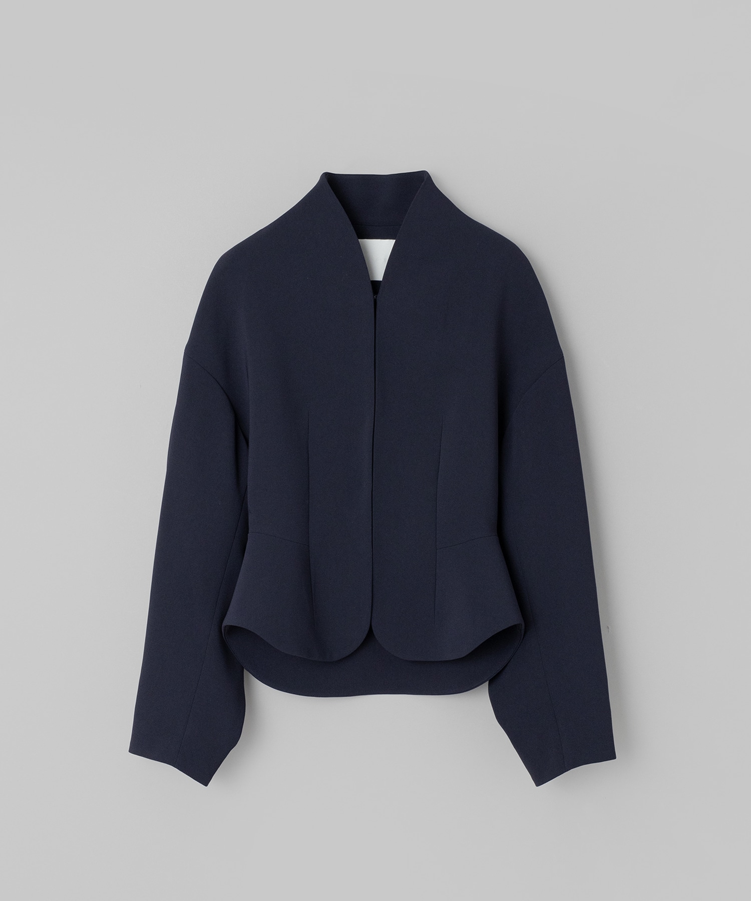 Acetate Polyester Collarless Short Jacket