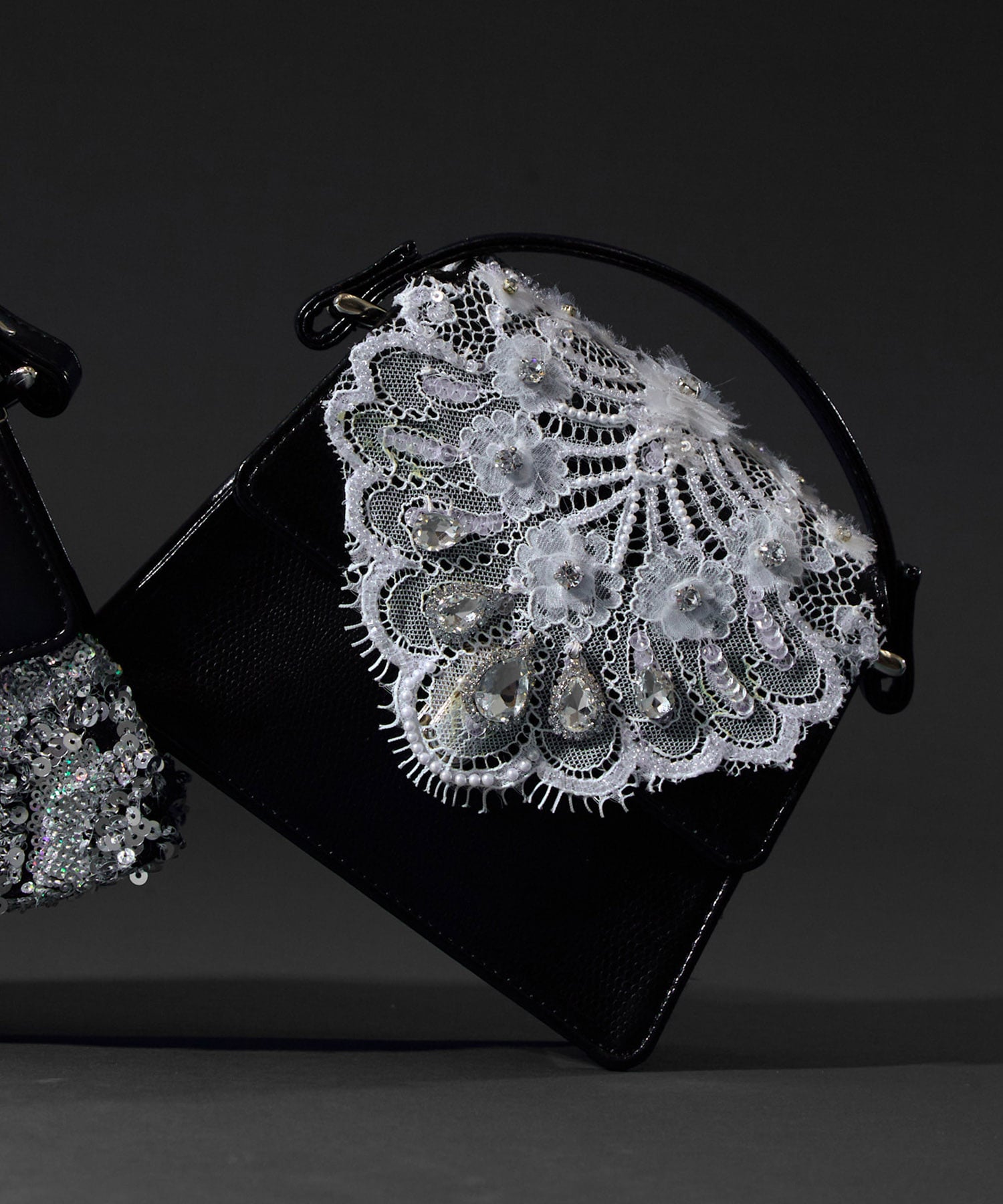 white lace crocodile mini bag