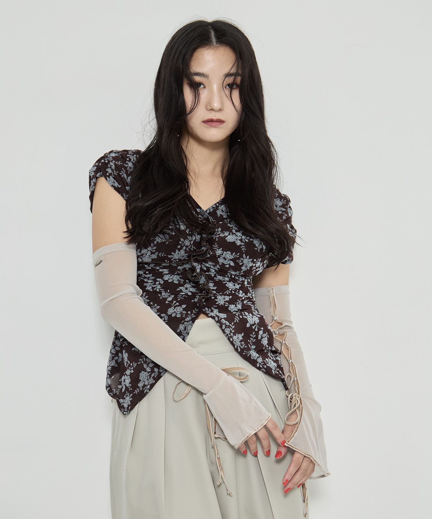 mesh vlvet ribbon arm cover